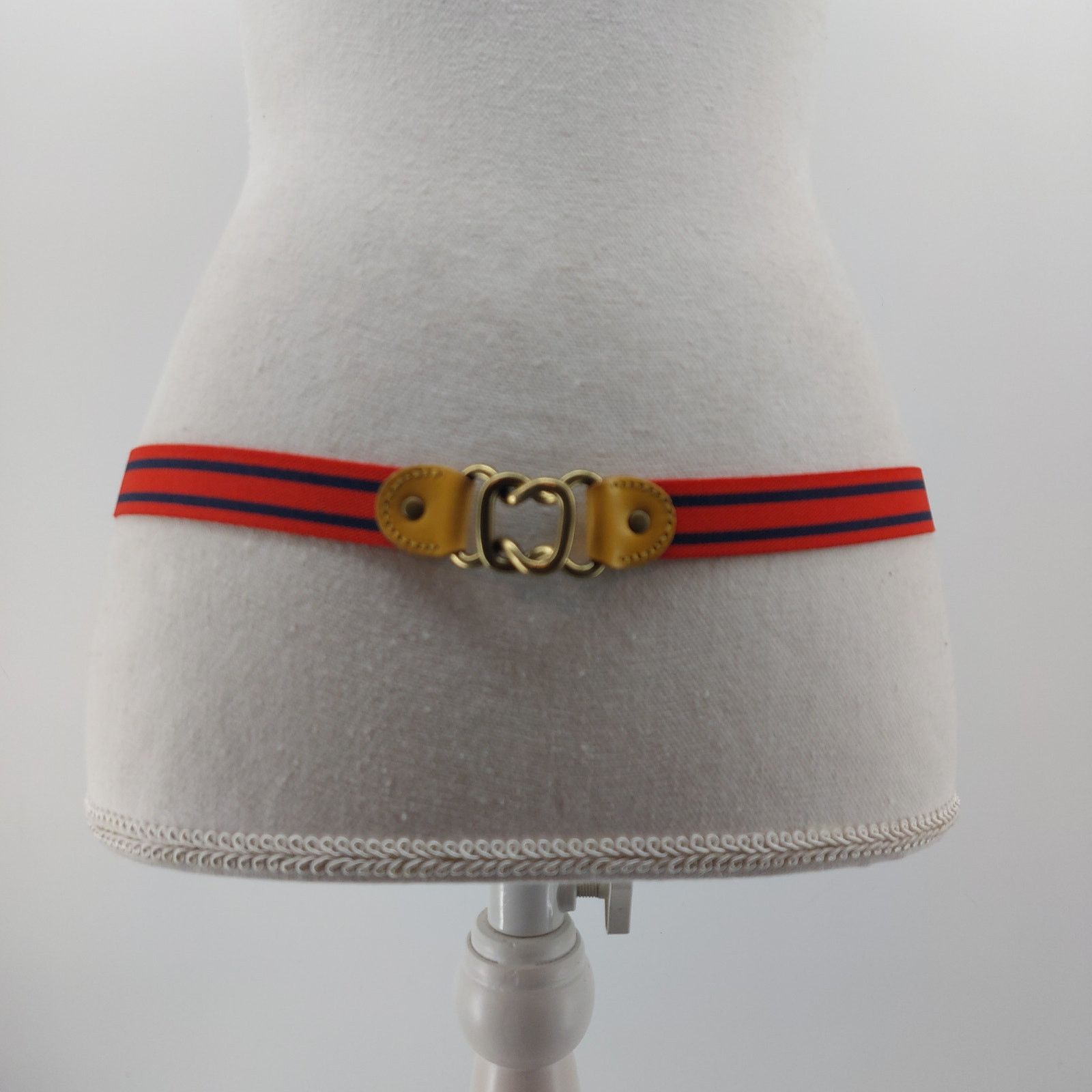 Vintage Women's Vintage Red Navy Blue Striped Skinny Cinch Belt OS Size ONE SIZE - 1 Thumbnail