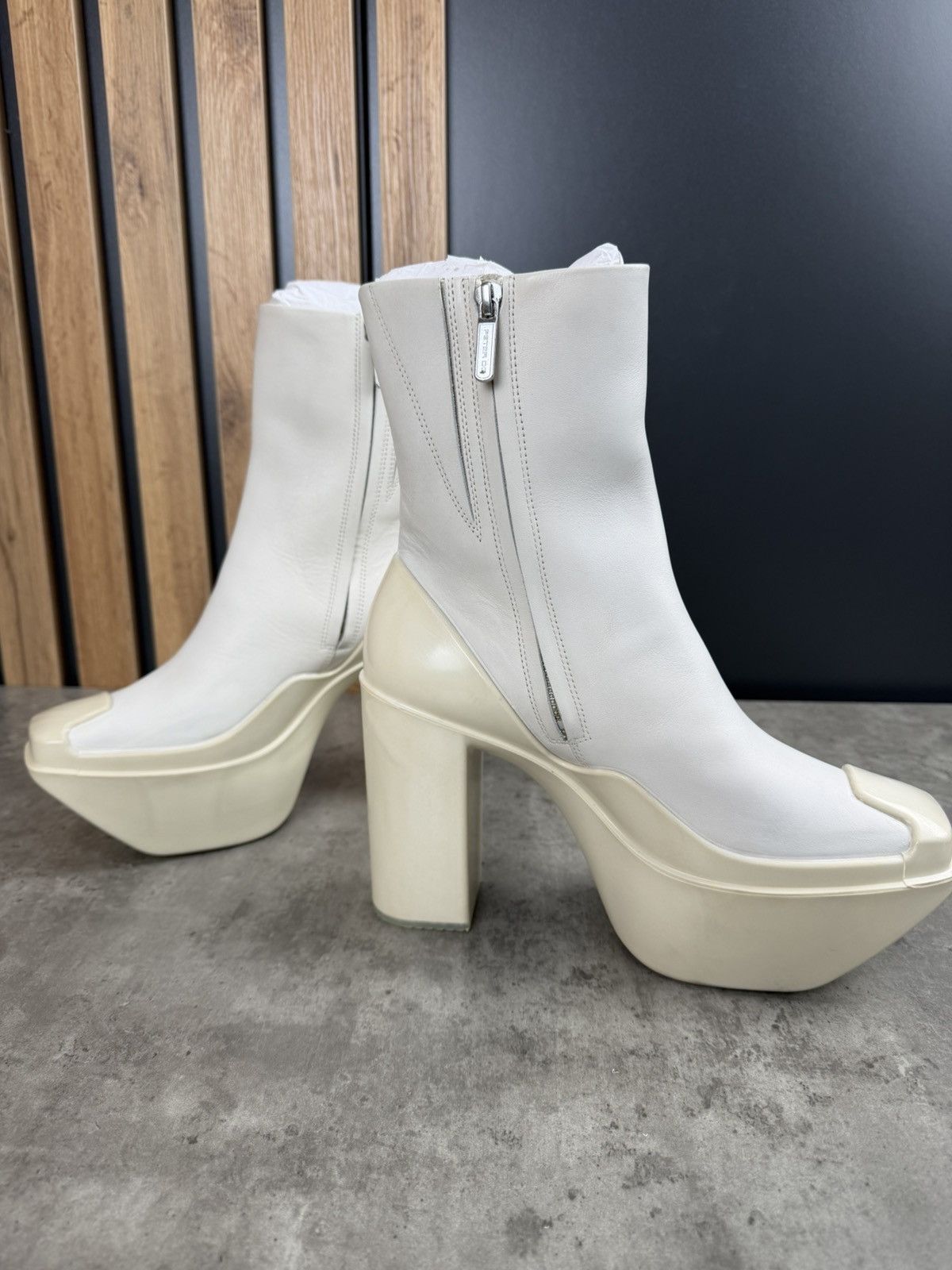Peter Do at.kollektive x Peter Do Leather Platform Ankle Boots White Size US 10 / IT 40 - 5 Thumbnail