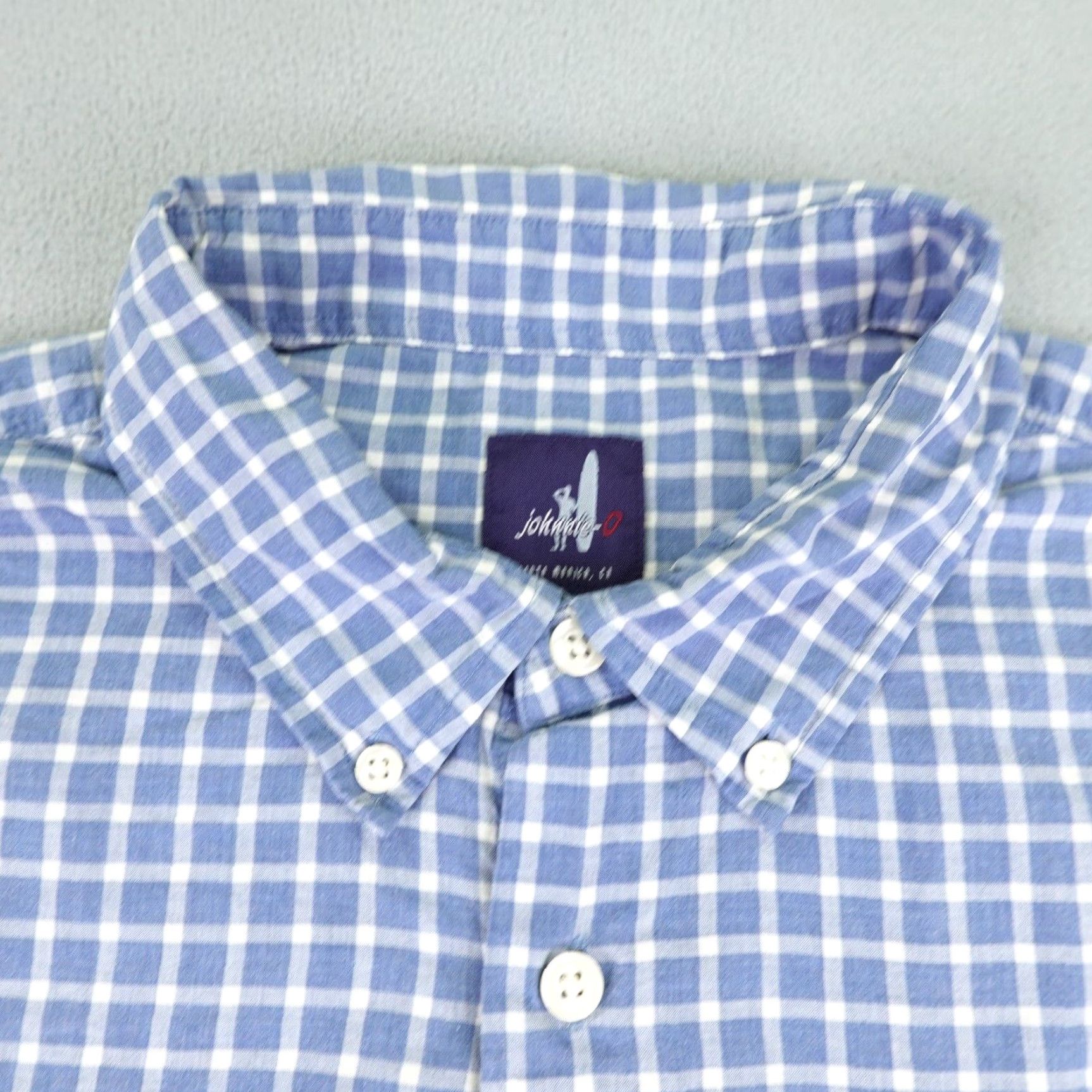 johnnie-O Johnnie O Shirt Mens XL Blue White Plaid Button Up Long Sleeve Surf Lightweight Size US XL / EU 56 / 4 - 2 Thumbnail