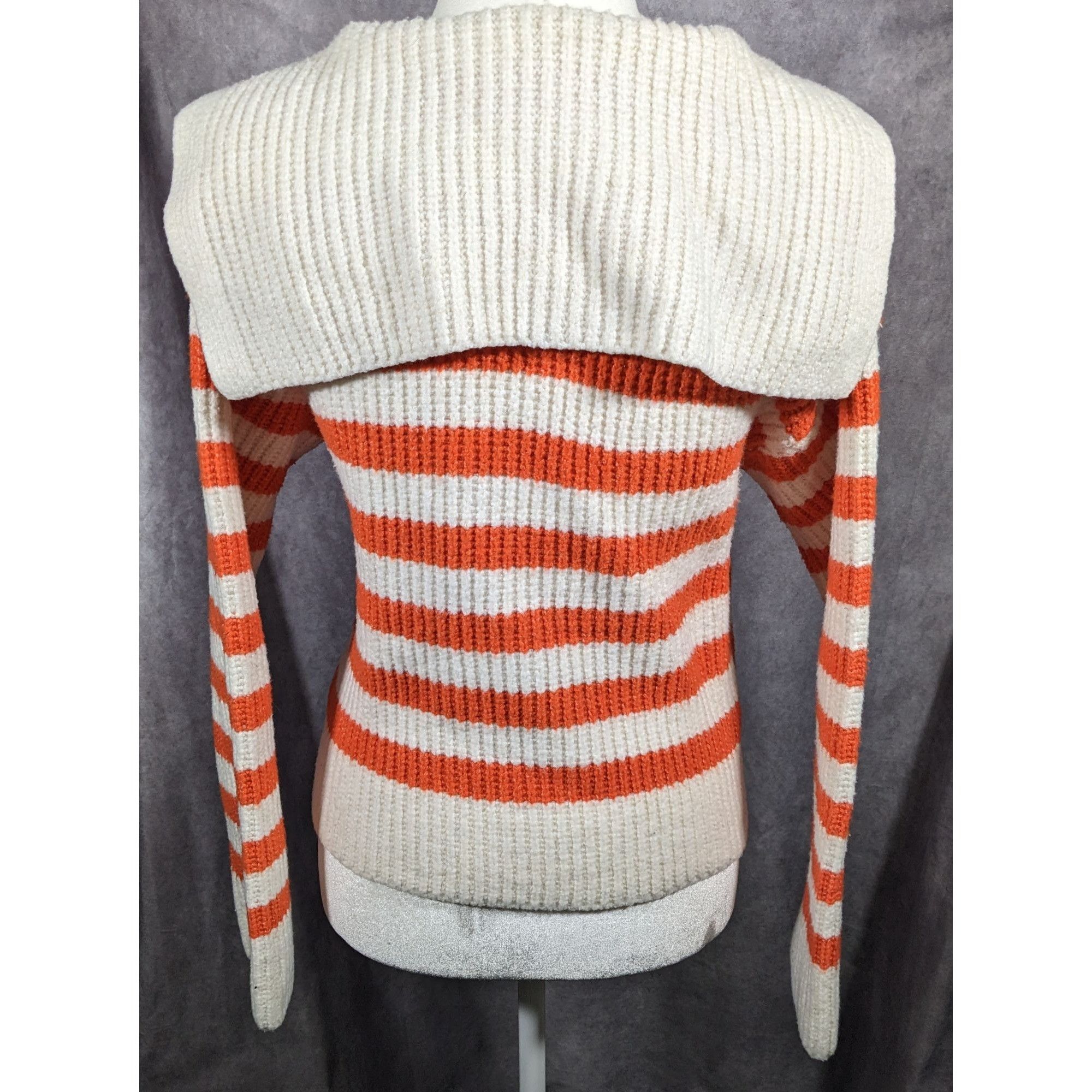 Other Sincerely Jules Preppy Orange And White Striped Sweater Size Size M / US 6-8 / IT 42-44 - 6 Thumbnail