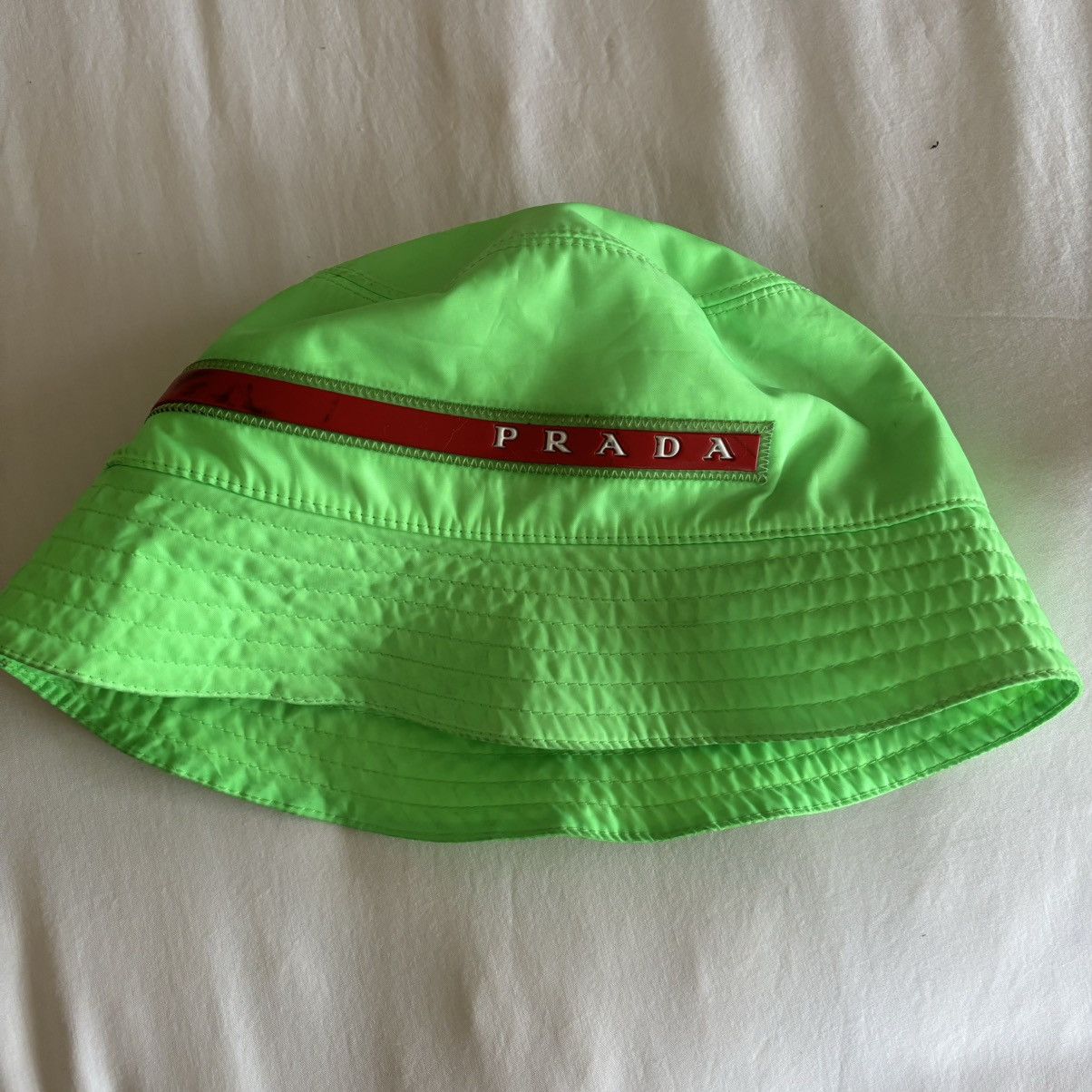 Prada bucket hat green on sale