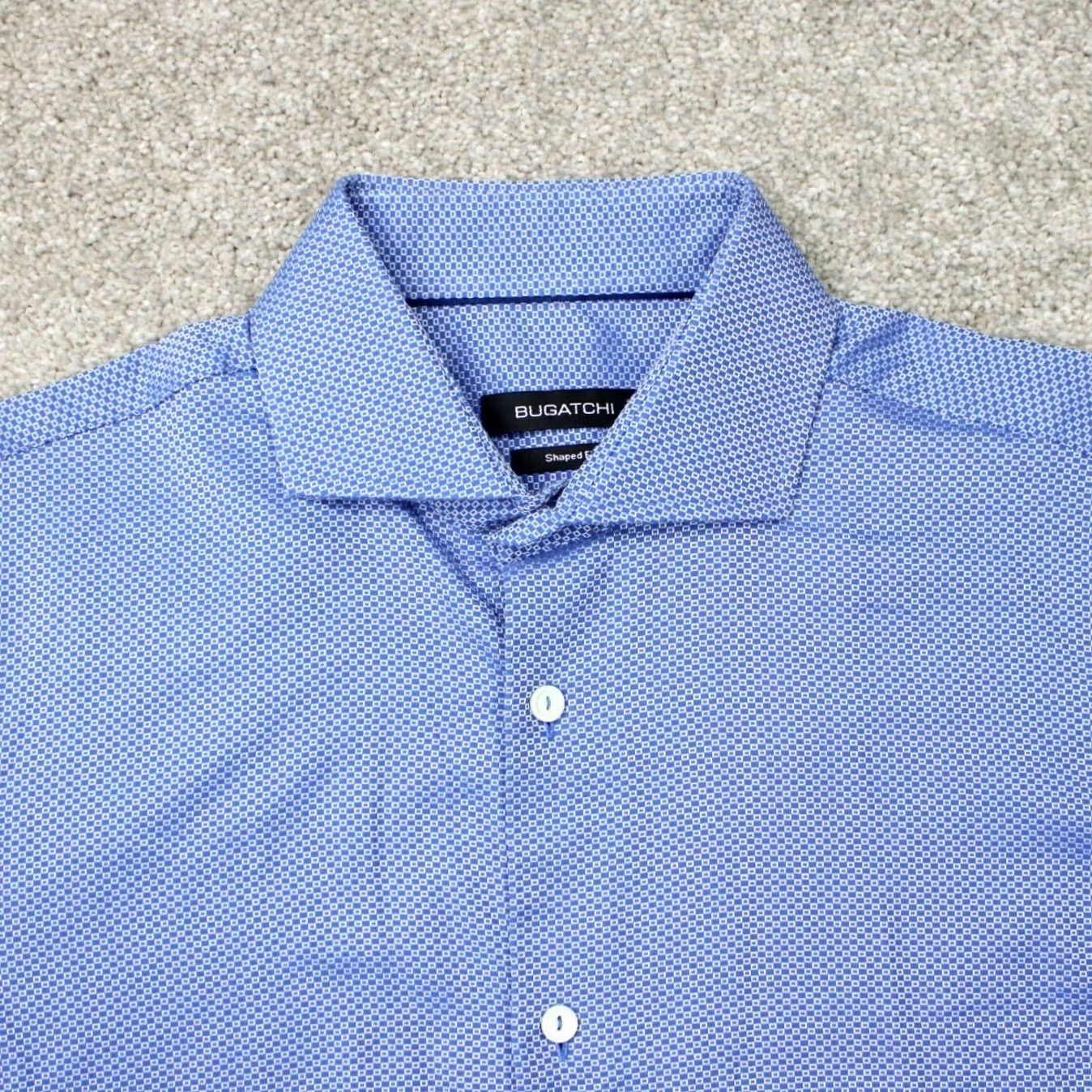 BUGATCHI Bugatchi Uomo Shirt Mens 15 1/2, 34/35 Blue Geometric Shaped Fit Cotton Long Sleeve Shirt Mens Size US L / EU 52-54 / 3 - 6 Thumbnail