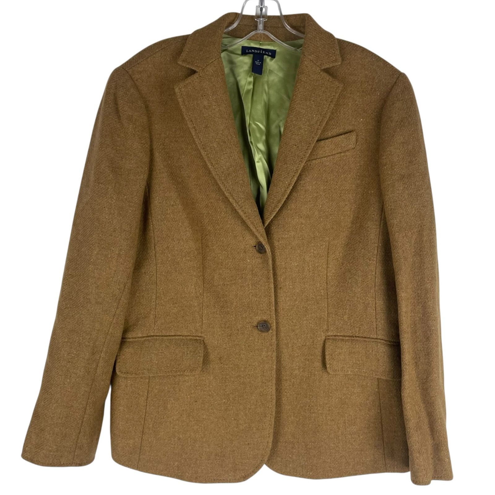 Lands' End Lands' End Wool Mohair Blend 2 Button Blazer Jacket Camel 12 Size XL / US 12-14 / IT 48-50 - 3 Thumbnail