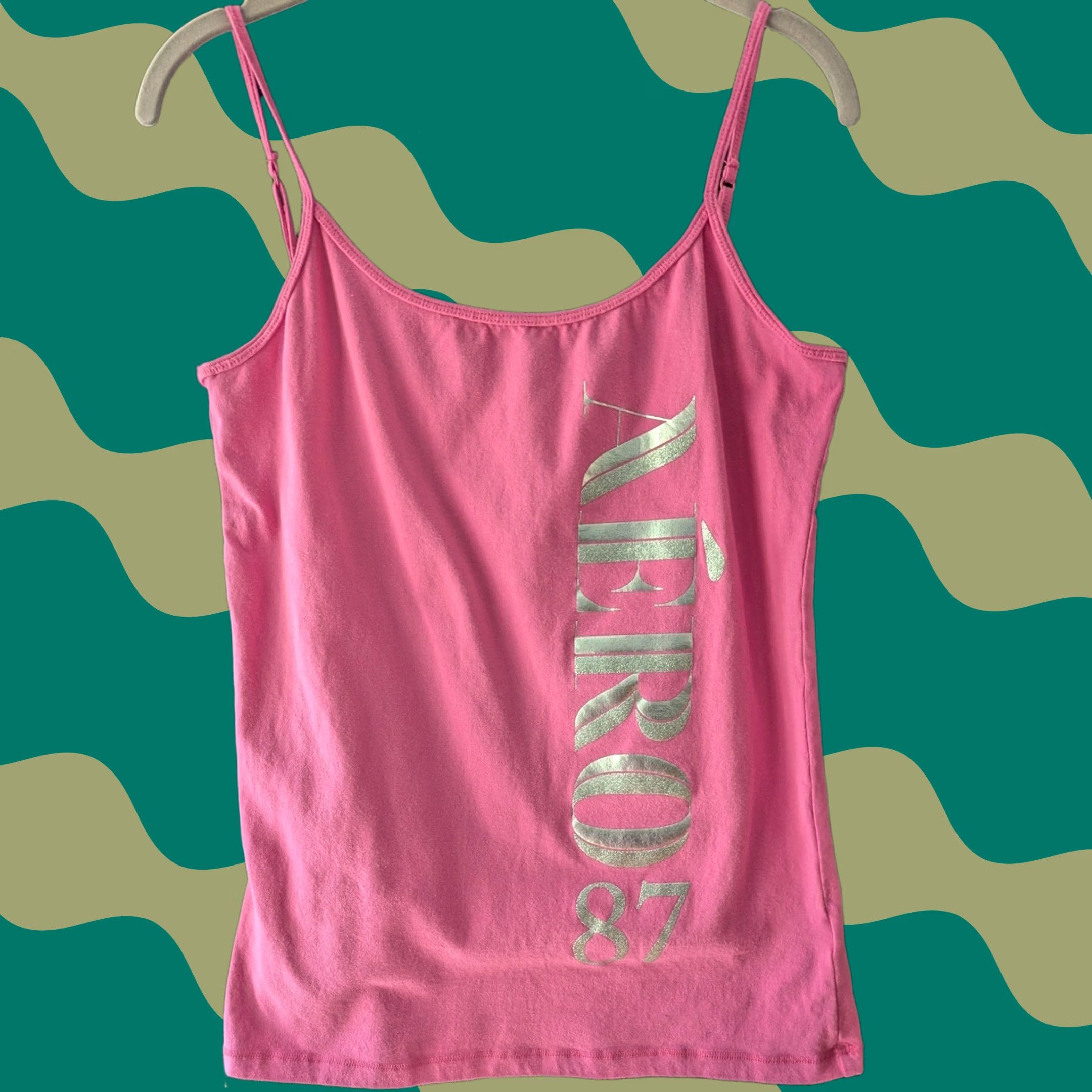Aeropostale Aeropostale Pink Favorite Cami Tank Top Glitter Logo Spaghetti Strap Adjustable Strap Tank Womens XL Casual Summer Size XL / US 12-14 / IT 48-50 - 1 Thumbnail