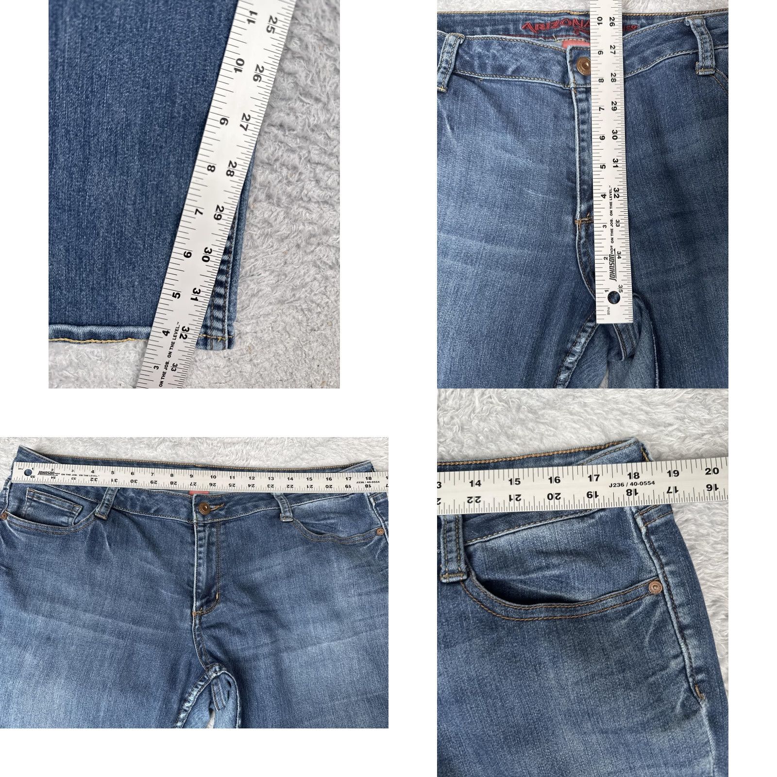 Vintage Arizona Jean Co Jeans Womens Bootcut Jeans 18 Blue Mid Rise Stretch Denim Medium Wash 5-Pocket Logo Zipper Button Girls Womens Size 40" / US 18 - 8 Thumbnail