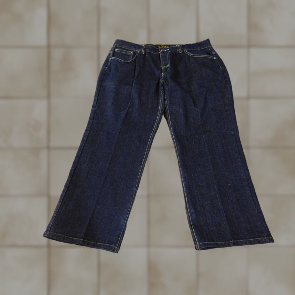 Denime Old Skool Jeans Mens 40 Blue Dark Wash Wide Leg Baggy Embroidered Pockets Denim Size US 40 / EU 56 - 1 Thumbnail
