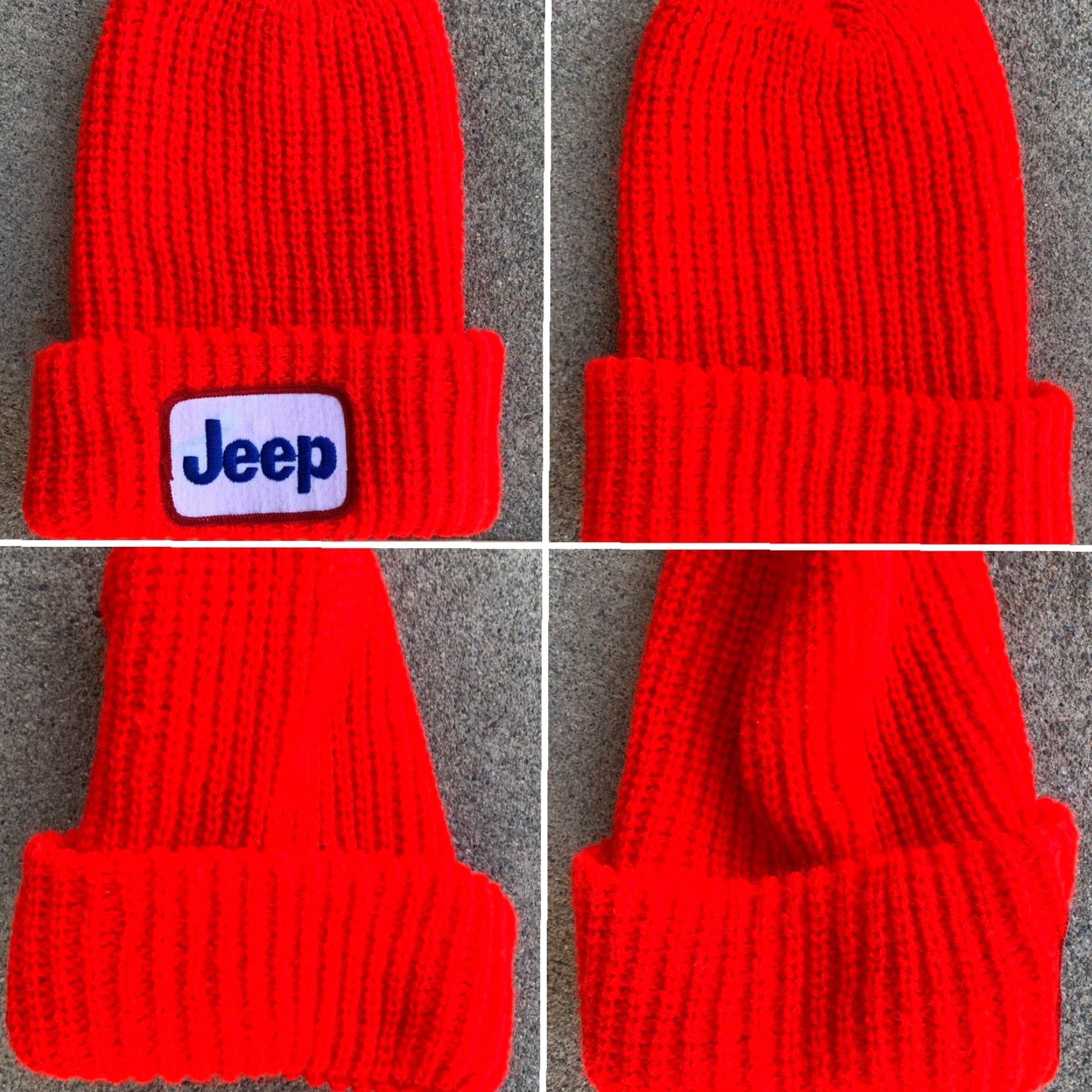Jeep VINTAGE Jeep Beanie Hat Acrylic Knit Red Unisex Adults Adult Size Knit Winter Winter Casual Cars Transportation 1980s Mens Womens Boys Girls Beanie Size ONE SIZE - 5 Thumbnail