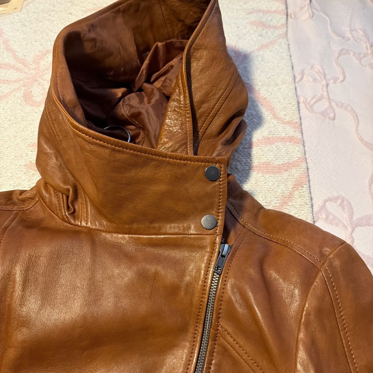 Other Closet Cognac Leather Moto Jacket - Brown Size XL / US 12-14 / IT 48-50 - 5 Thumbnail