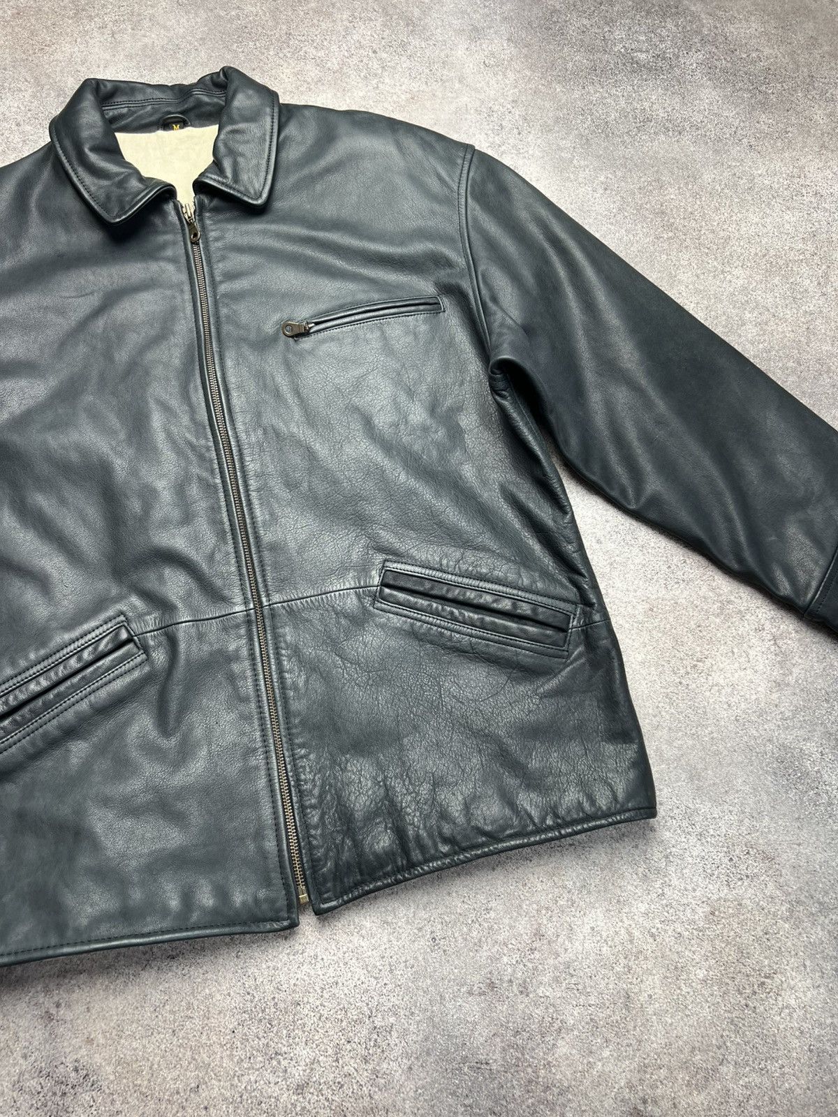 Vintage Vintage 80s genuine leather dark navy buco jacket Size US M / EU 48-50 / 2 - 2 Thumbnail
