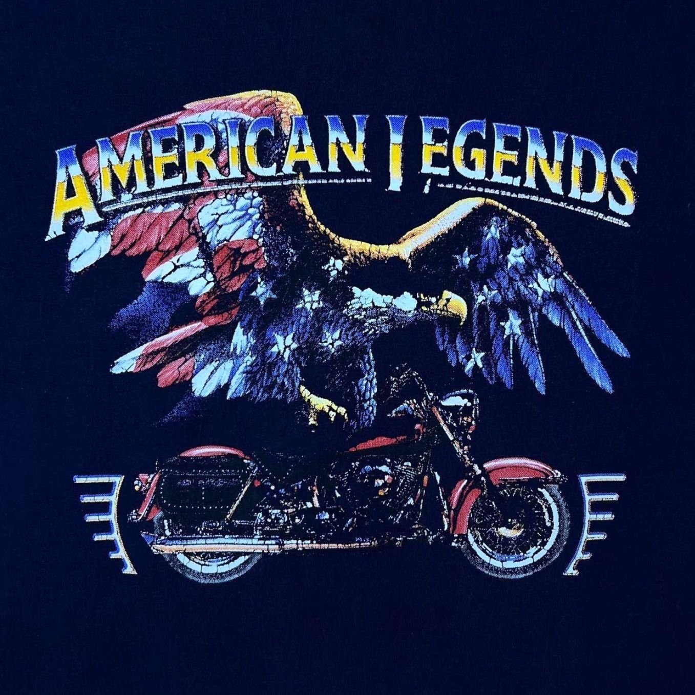 Vintage VINTAGE American Legends Biker Graphic Spellout Navy Blue T-Shirt Large Mens Shirt Size US L / EU 52-54 / 3 - 3 Thumbnail