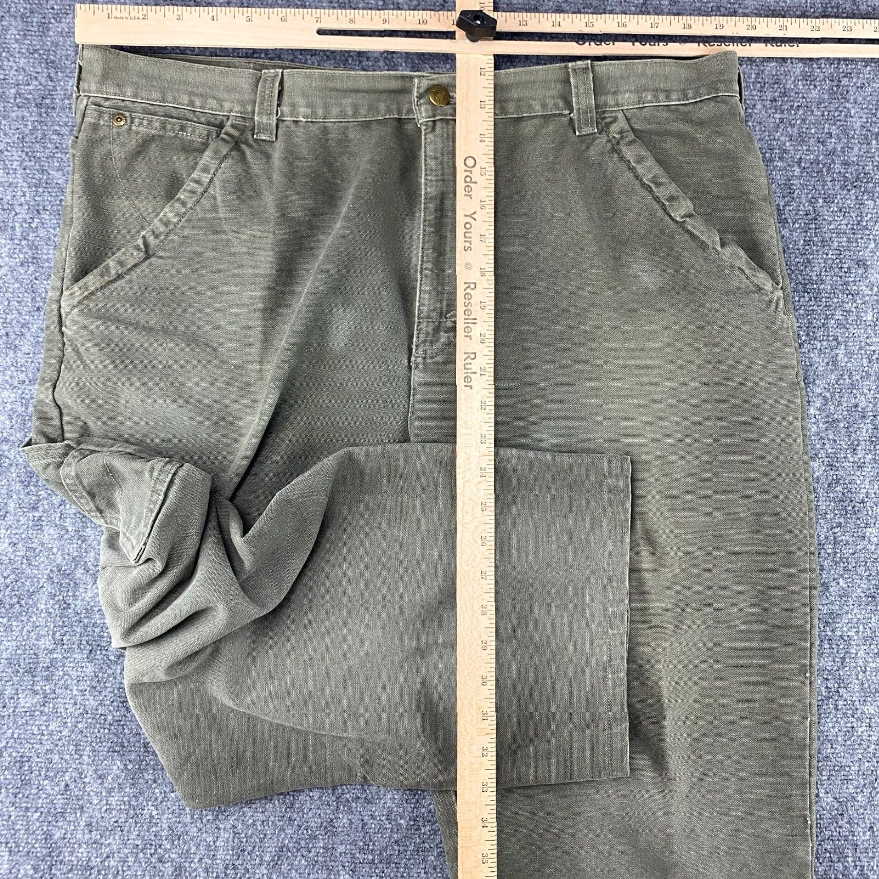 Eddie Bauer Eddie Bauer Mens Pants Carpenter 39x26 Green Canvas Work Utility Casual 90s Theme Size US 39 - 3 Thumbnail