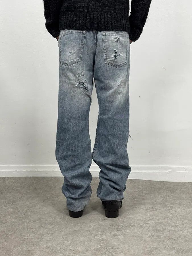 Just Cavalli 2000s Cavalli Distressed Light Blue Denim Jeans Size US 30 / EU 46 - 4 Thumbnail