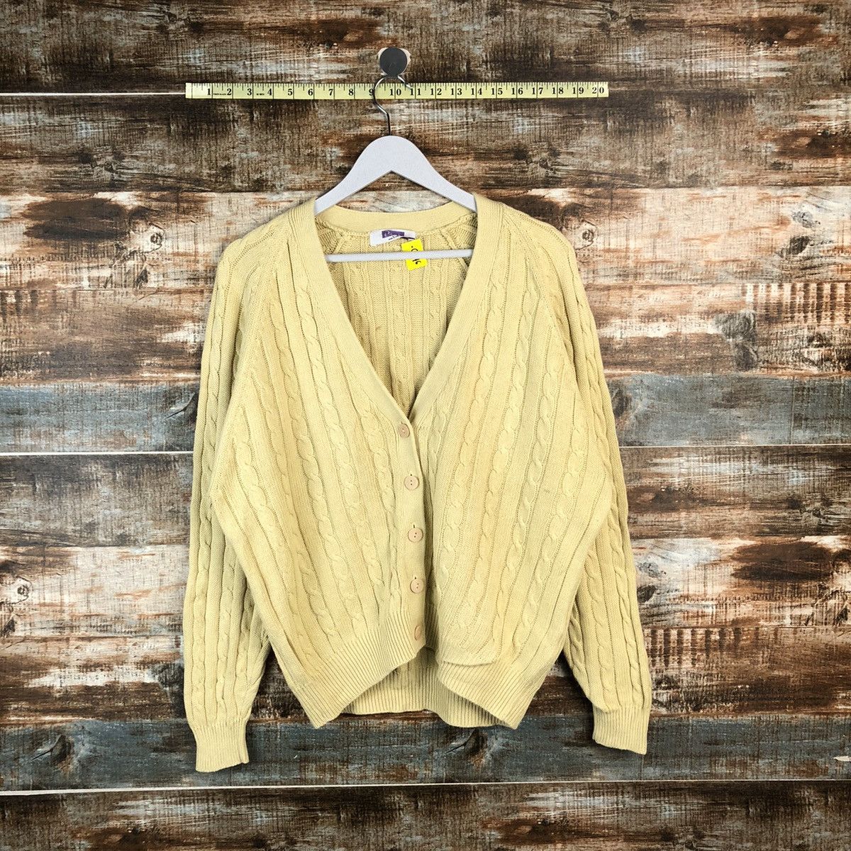 Vintage DLL Rama japan vintage Yellow Cardigan Knitwear #C046 Size US L / EU 52-54 / 3 - 1 Thumbnail