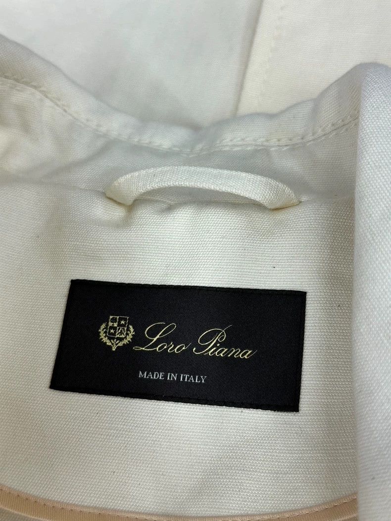Loro Piana LORO PIANA White cotton linen coat with white collar and l Size M / US 6-8 / IT 42-44 - 4 Thumbnail