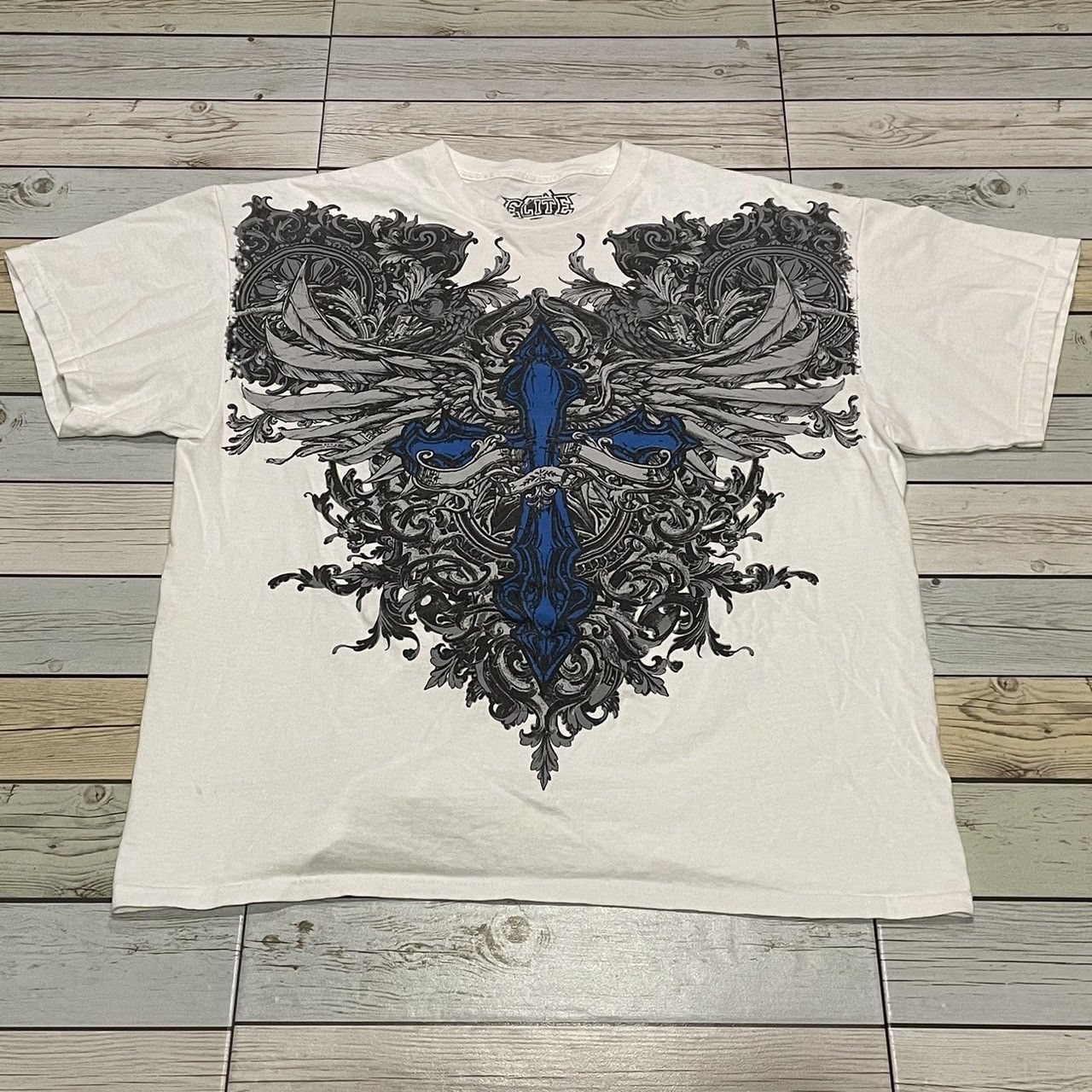 Affliction × Ed Hardy × Tapout Rare Mma Elite Wings Cross Tee Y2K Affliction Style Size US L / EU 52-54 / 3 - 1 Thumbnail