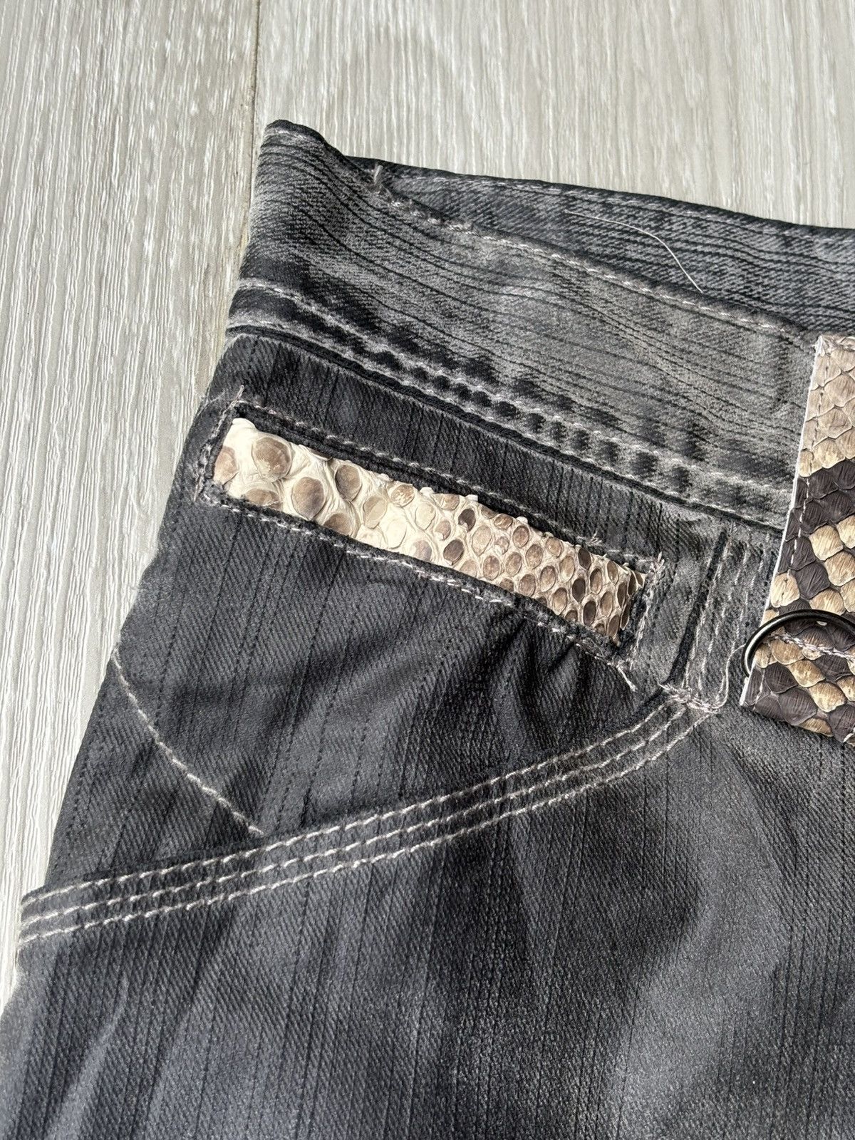 Japanese Brand SEMANTIC DESIGN waxed lace-up flare jeans Size US 27 - 3 Thumbnail