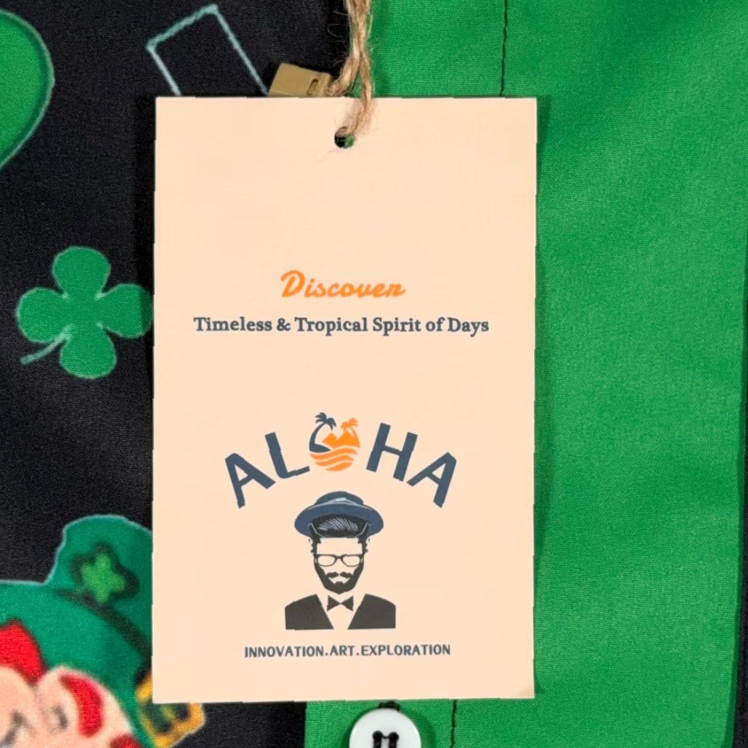 ALOHAS St Patricks Day Shirt Adult SMALL Green Black Aloha Hawaiian Holiday Leprechaun Shirt Size US S / EU 44-46 / 1 - 4 Thumbnail