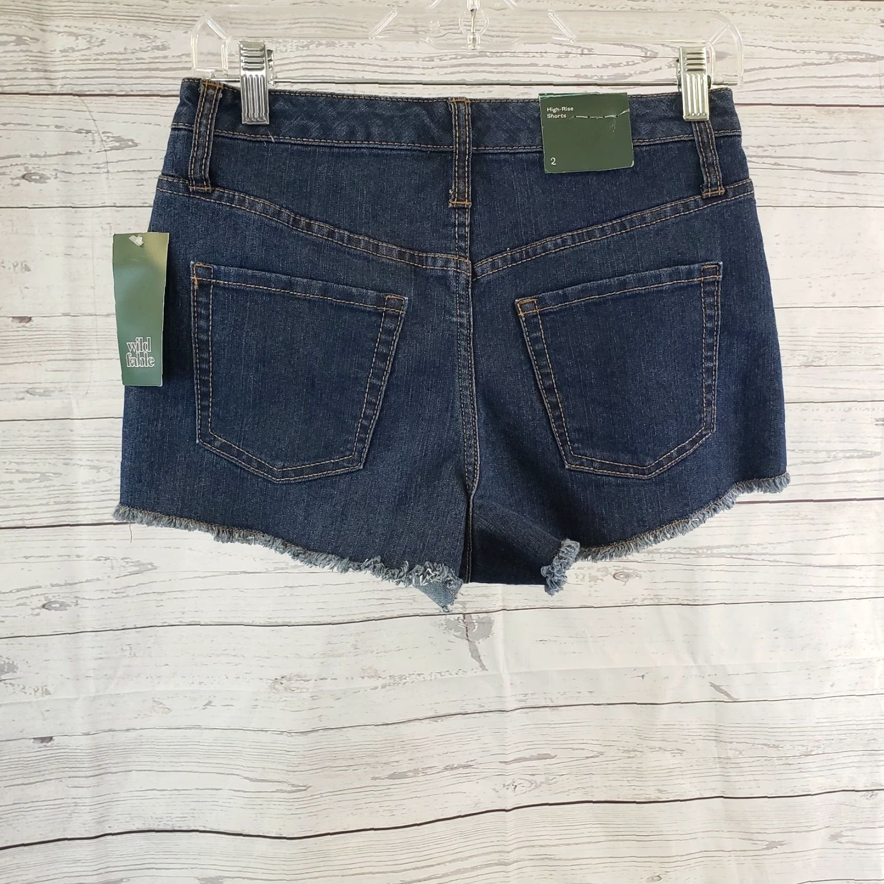Vintage VINTAGE? No. Wild Fable Womens Denim High Rise Shorts Sz 2 Blue Dark Wash Raw Hem Ladies Jean Shorts 2 Blue Denim Regular Womens Size 26" / US 2 / IT 38 - 2 Thumbnail