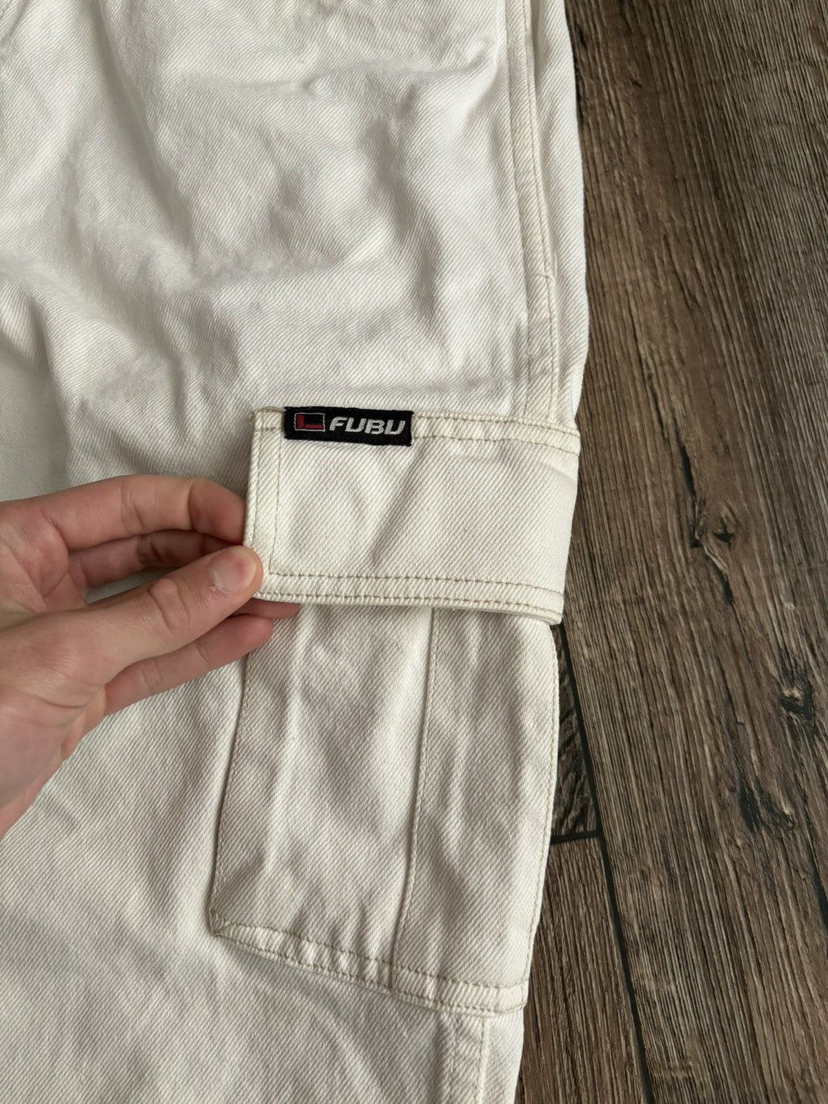Fubu × JNCO × Vintage Vintage Fubu White Rare Carpenter Cargo Denim Rap Jeans Size US 34 / EU 50 - 14 Thumbnail