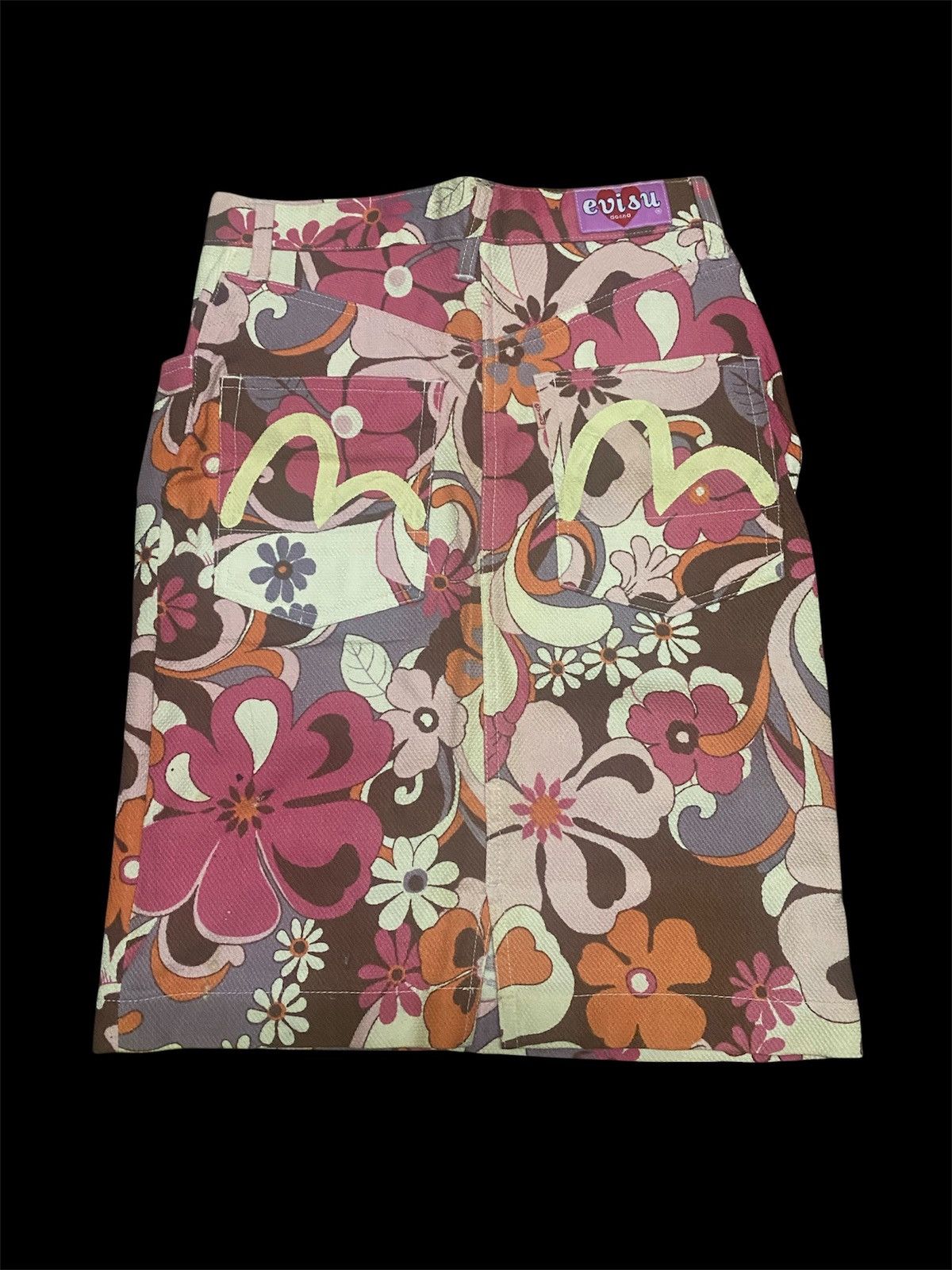 Evisu Evisu Donna Fullprint Floral Pattern Seagull Logo Mini Skirt Size 27" / US 4 / IT 40 - 2 Thumbnail