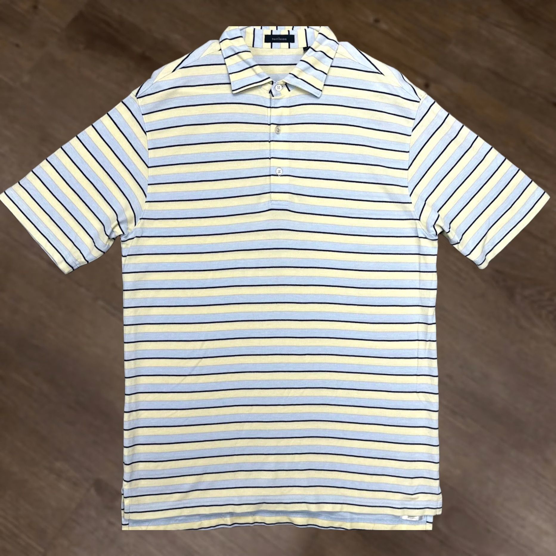 Vintage Turtleson Polo Shirt Mens Large Blue Yellow 100% Cotton Casual Rugby Short Sleeve/Collared Shirt Size US L / EU 52-54 / 3 - 1 Thumbnail
