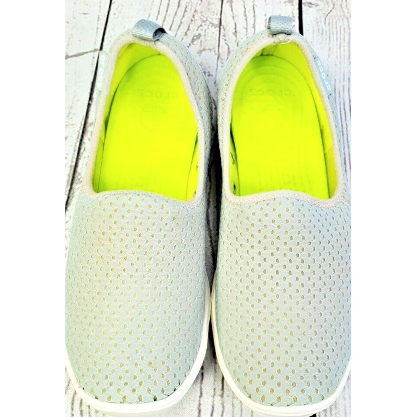Crocs Crocs Slip-On Flats Women’s 6 Gray Canvas Duet Busy Day Skimmer Casual Comfort Flat Shoes Size US 6 / IT 36 - 7 Thumbnail