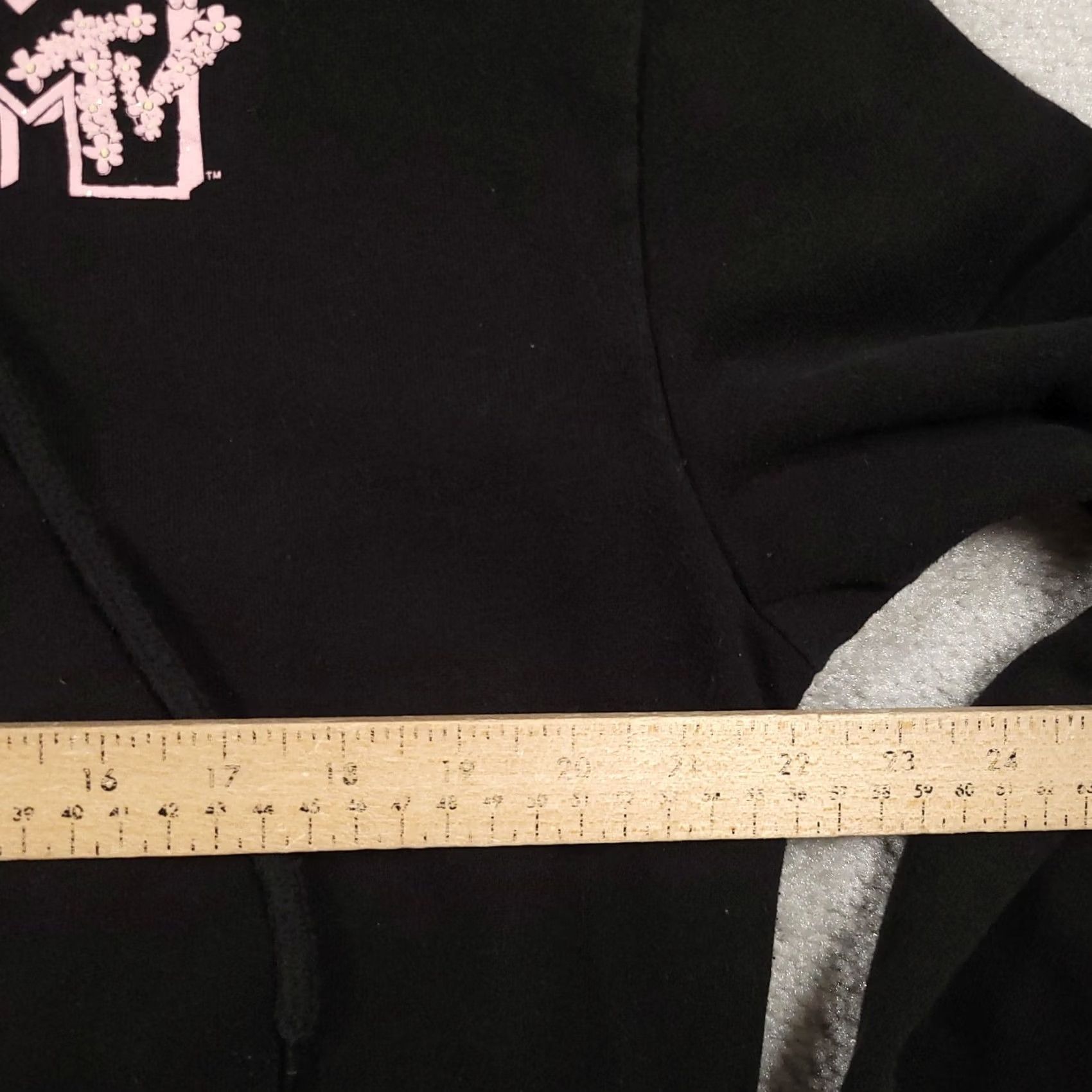 Vintage MTV Streetwear Hoodie Womens Medium Black Shimmer Floral Graphic Sweatshirt Size M / US 6-8 / IT 42-44 - 6 Thumbnail
