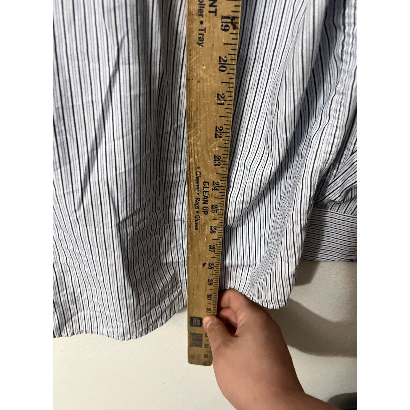 Vintage Bogari Dress Shirt Men’s Large Blue Striped Button-Up Long Sleeve Shirt Size 42R - 4 Thumbnail