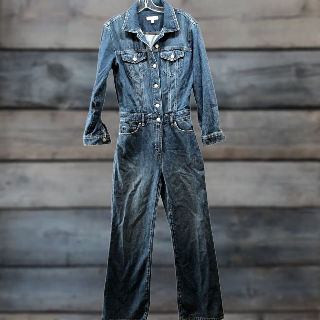 Loft VINTAGE Loft Denim Jumpsuit Womens 0 Blue Wide Leg Relaxed Utility Lyocell Blend Shirt/One-Piece Womens? Size 25" / US 0 / IT 36 - 1 Thumbnail