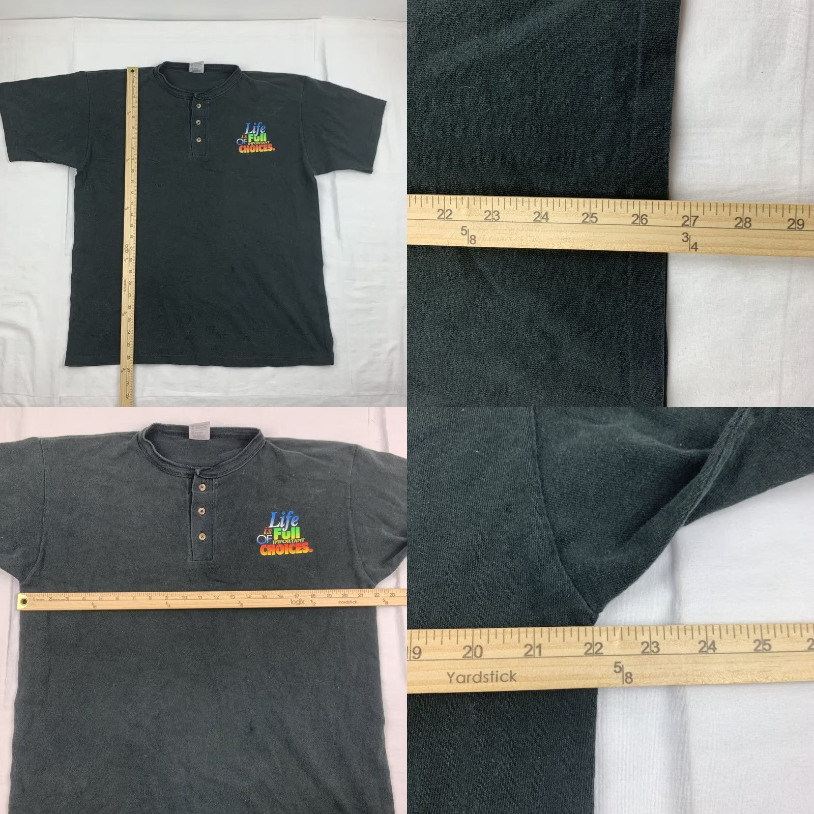 Vintage Vintage Guitar T Shirt Adult Large Black Life is Full of Choices Henley Neck 90s Size US L / EU 52-54 / 3 - 8 Thumbnail