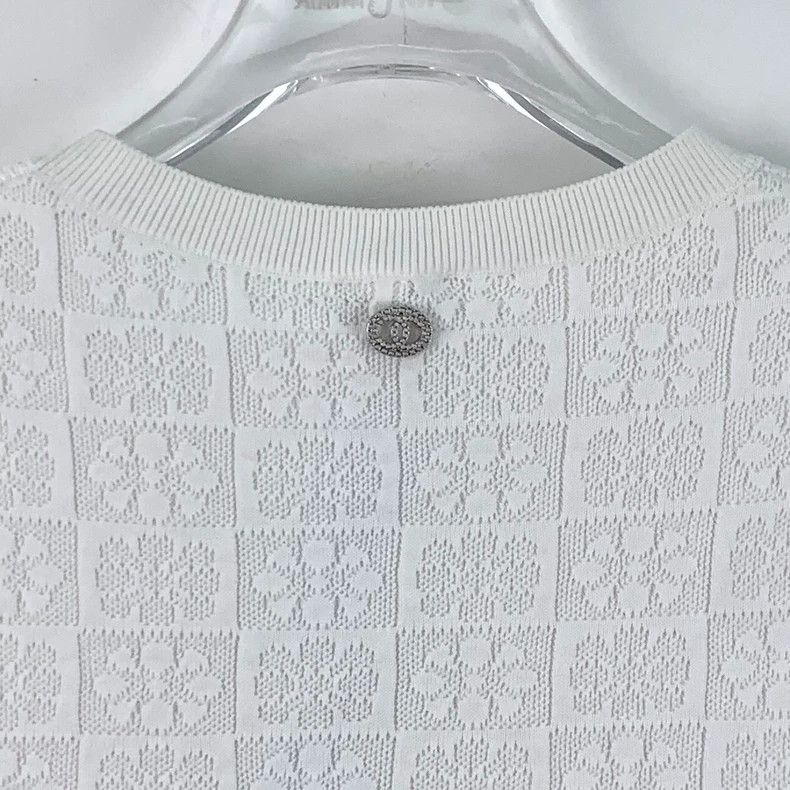 Chanel Chanel White floral hollow lace embroidered cotton round-n Size XS / US 0-2 / IT 36-38 - 5 Thumbnail