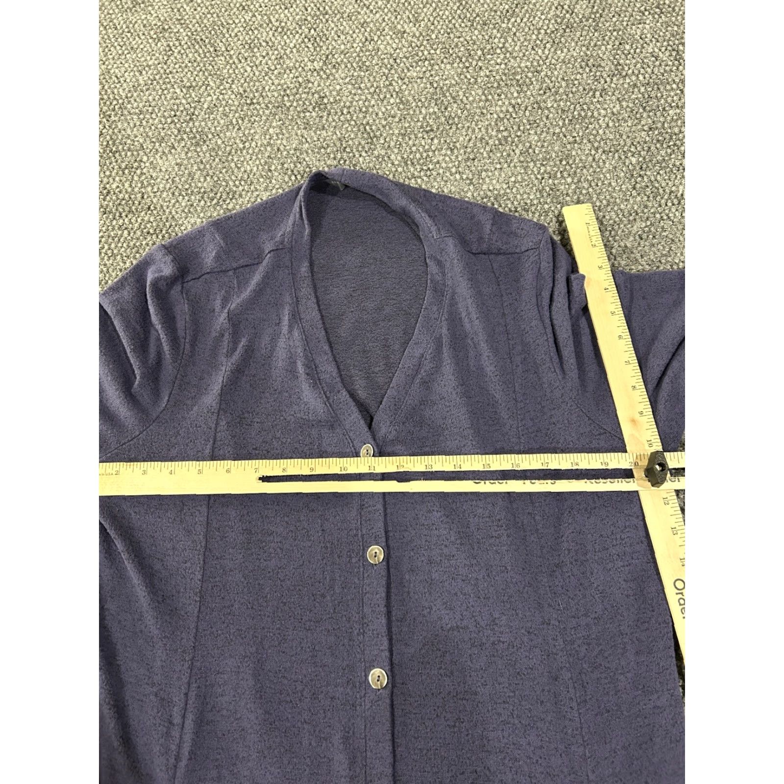 Vintage Susan Graver Cardigan Sweater Women's XL Navy Blue Knit Stretch Pockets Casual All Seasons Regular Sleeve Button Front Size XL / US 12-14 / IT 48-50 - 3 Thumbnail