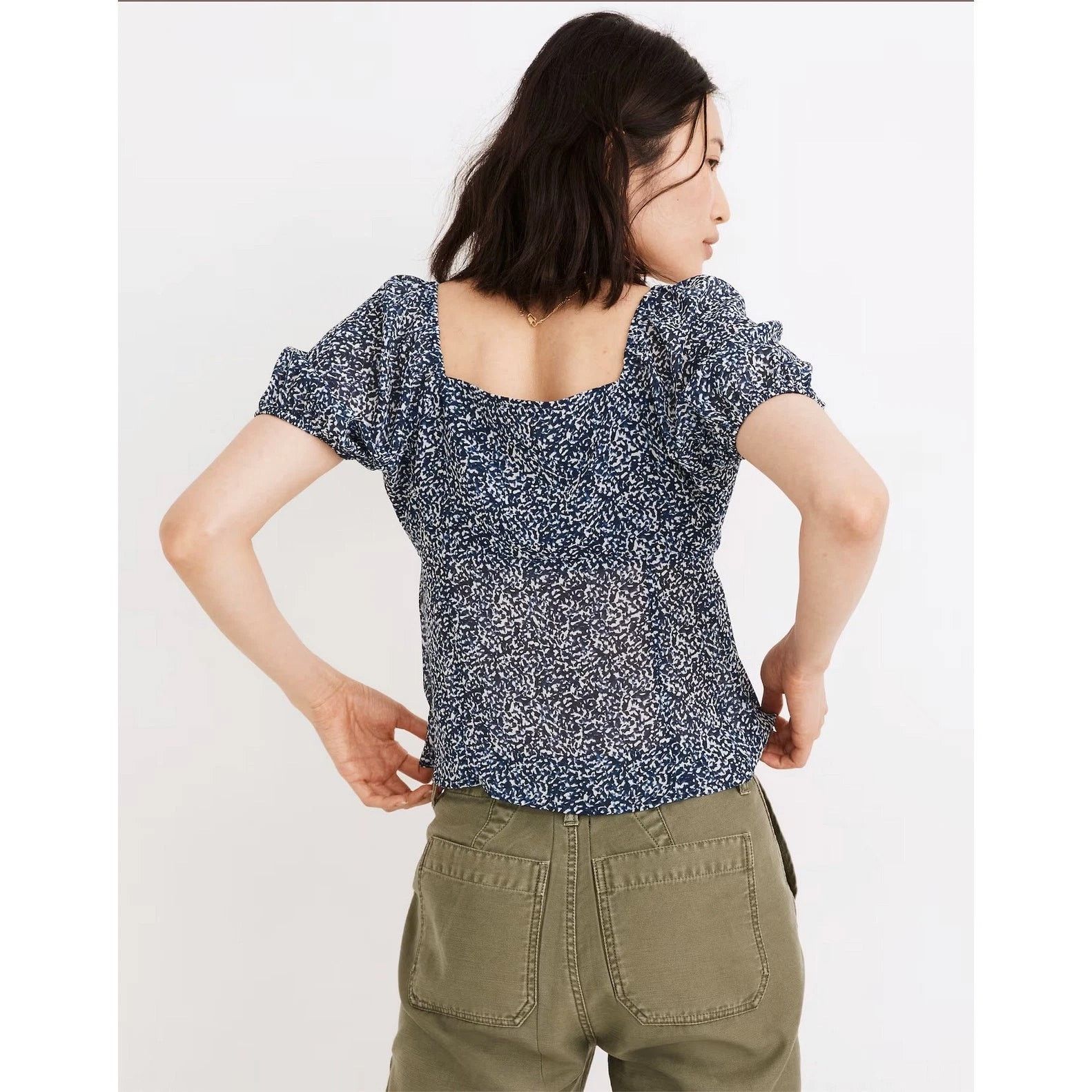 Madewell Madewell Sweetheart Bengali Block Print Puff Sleeve Top SZ 2 Size XS / US 0-2 / IT 36-38 - 4 Thumbnail