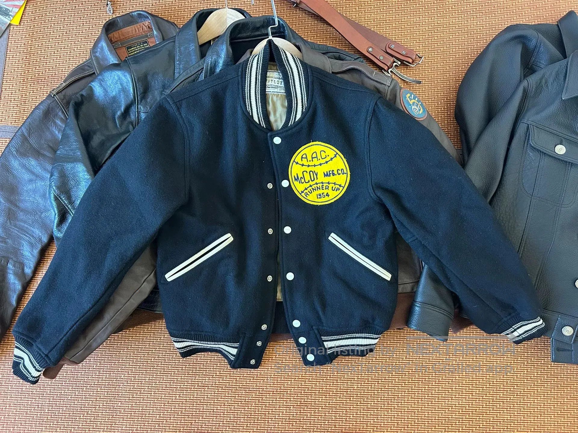 The Real McCoy's stylish black varsity jacket with logo. Size US M / EU 48-50 / 2 - 1 Thumbnail