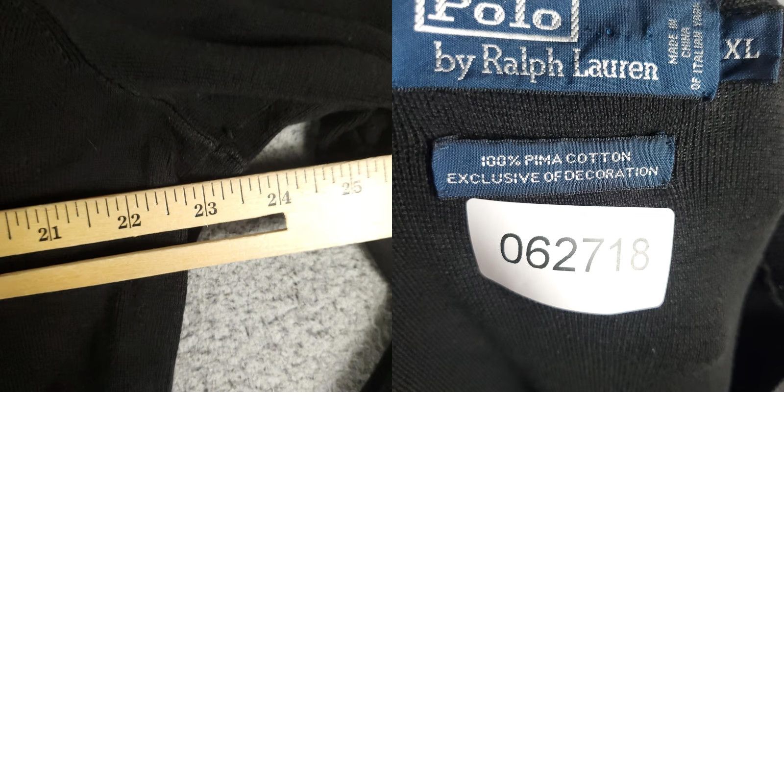 Polo Ralph Lauren VINTAGE Polo Ralph Lauren Men’s Sweater XL Knit V-Neck Pullover Black Purple Pony Pima Cotton Size US XL / EU 56 / 4 - 8 Thumbnail