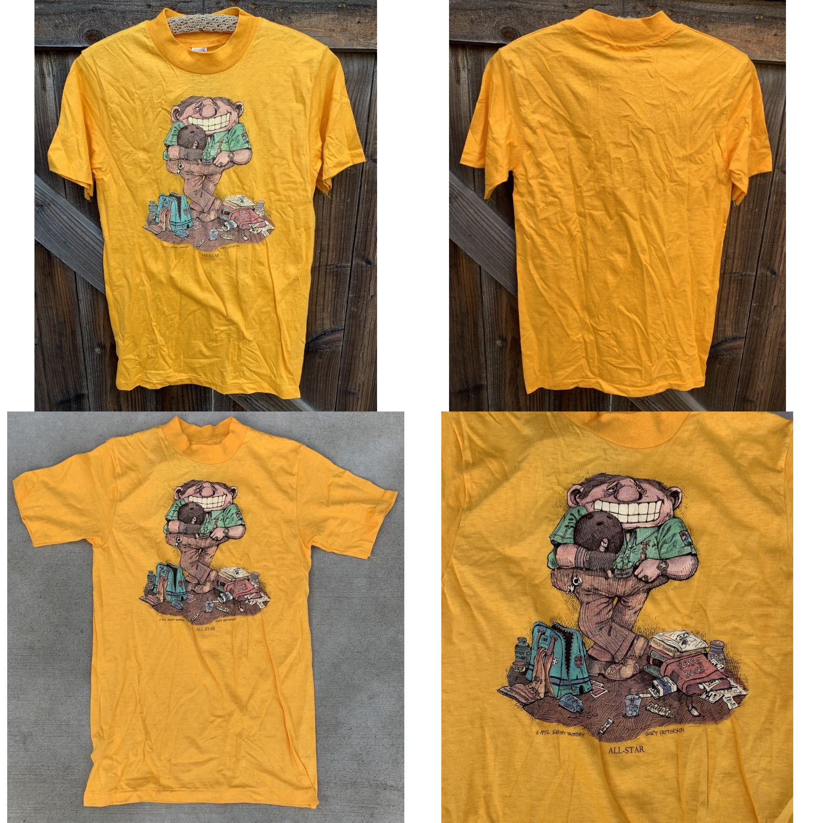 Hanes VINTAGE Hanes T-Shirt 70s 1970s Gary Patterson All Star Bowling Theme Short Sleeve Yellow Mens S Size US S / EU 44-46 / 1 - 9 Thumbnail