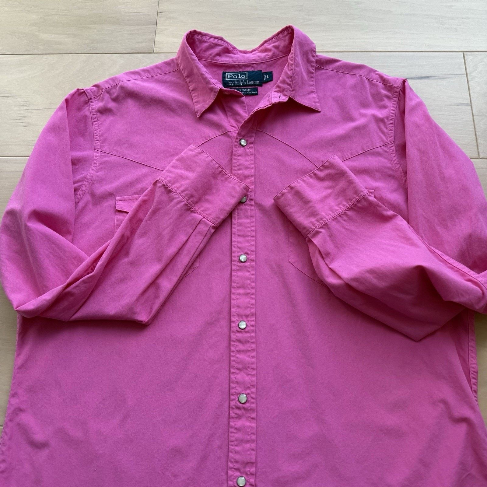 Polo Ralph Lauren × Vintage Vintage Polo Ralph Lauren Pearl Snap Shirt L Pink 90s RL Size US L / EU 52-54 / 3 - 4 Thumbnail
