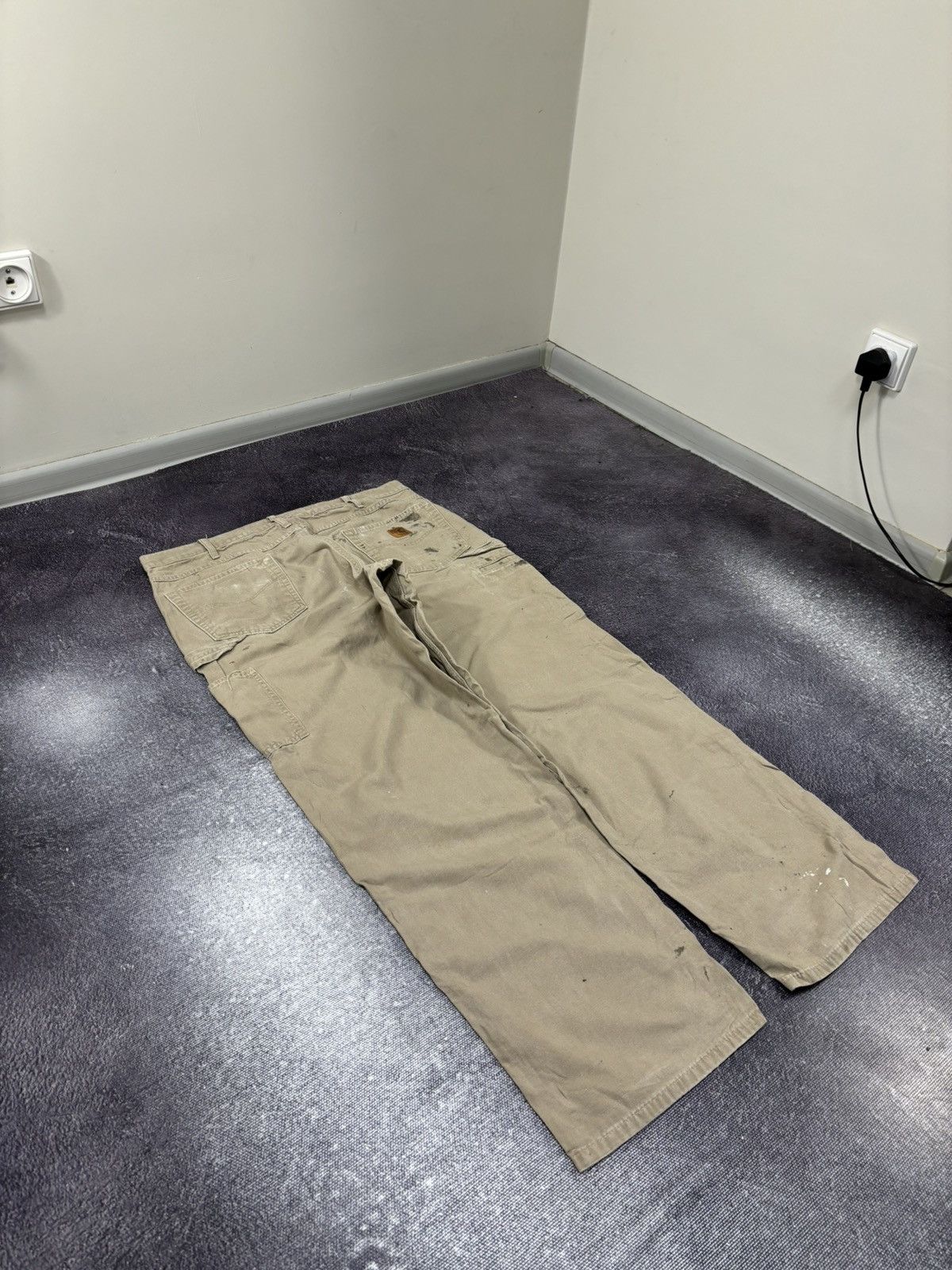 Carhartt Vintage 90s Carhartt Cream Work Hype Carpenter Baggy Pants Size US 38 / EU 54 - 3 Thumbnail
