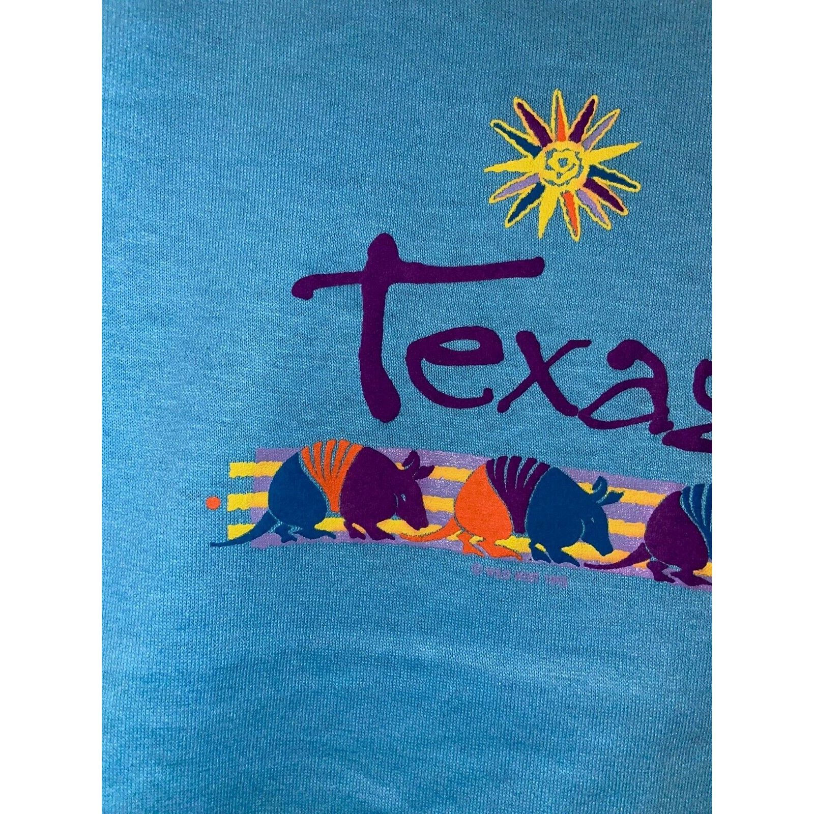 Vintage 90s Youth Vintage Texas Armadillo Graphic Blue Shirt Tee M Size M / US 6-8 / IT 42-44 - 3 Thumbnail