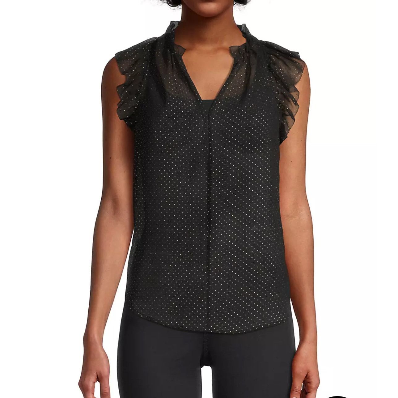 Michael Kors Michael Kors The Dewdrop Chiffon Sleeveless Top BlackGold PL Size L / US 10 / IT 46 - 1 Thumbnail
