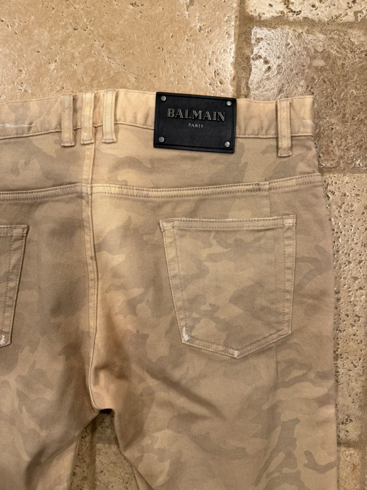 Balmain Balmain Biker Biege Desert Camo Moto Denim Pants Size US 33 - 11 Thumbnail