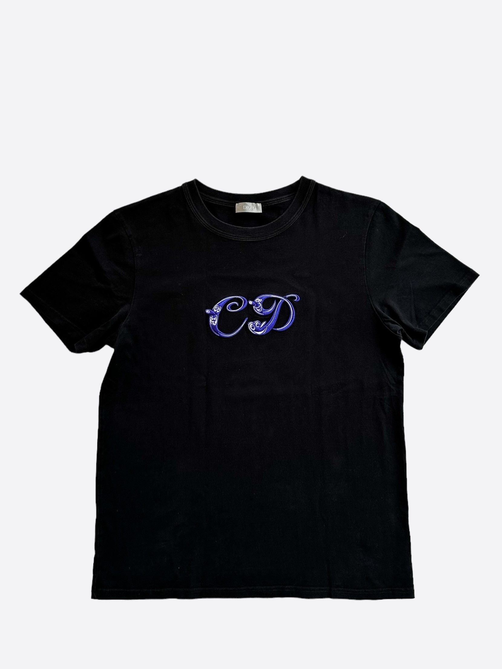 Dior Dior Kenny Scharf Black & Blue Embroidered Logo T-Shirt Size US M / EU 48-50 / 2 - 1 Thumbnail