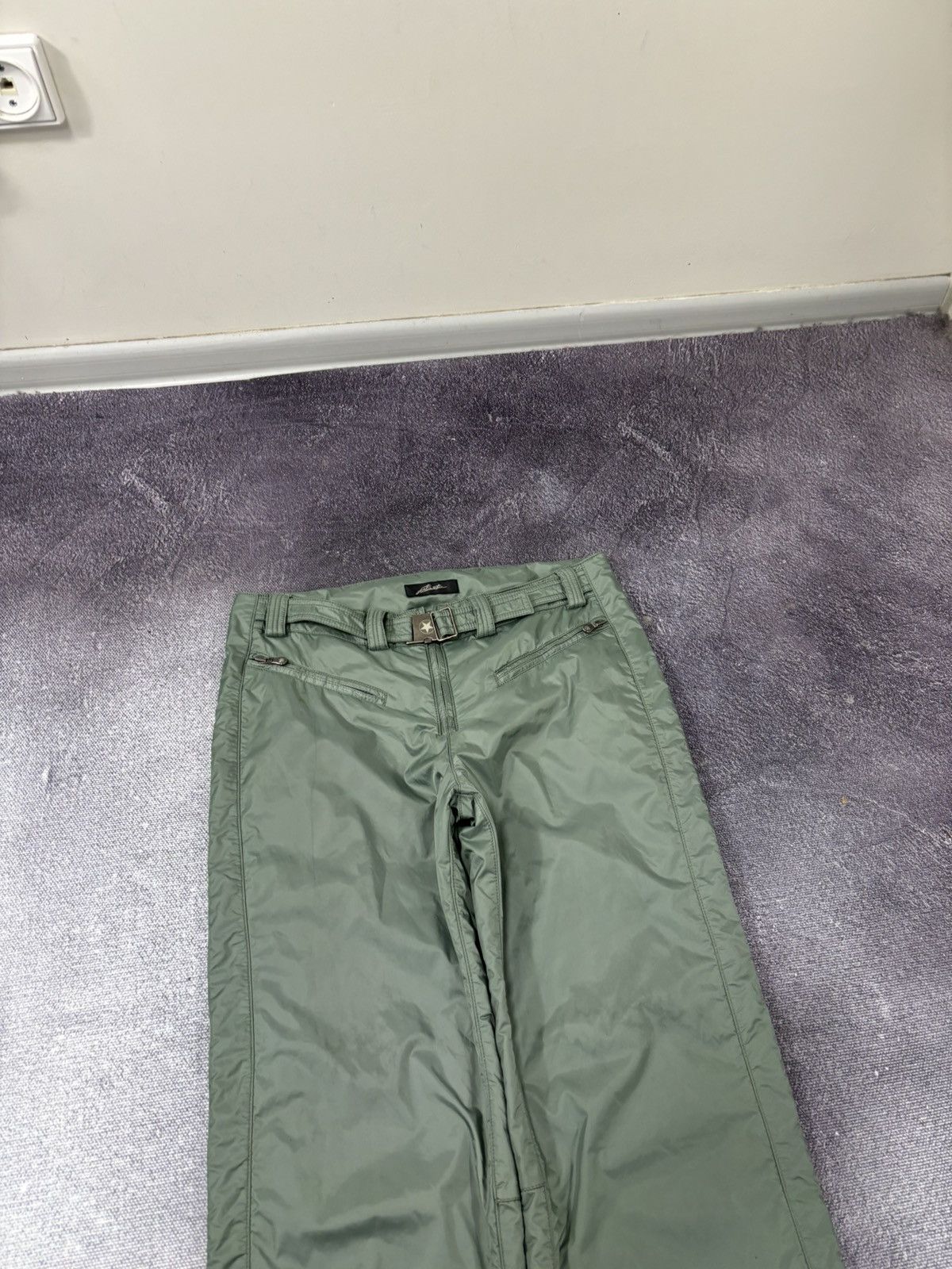 JET SET Jet Set Women’s Sage Green Star Belted Outdoor Ski Pants Size 32" / US 10 / IT 46 - 5 Thumbnail