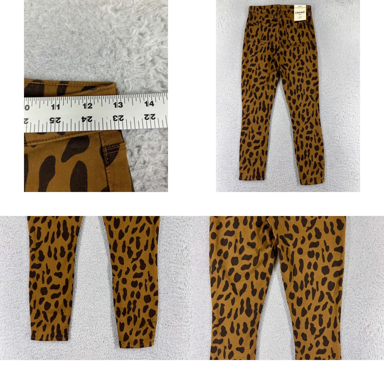 L'AGENCE L'AGENCE Jeans Womens 26 Brown Animal Print Distressed Skinny Stretch High Rise 5-Pocket Denim Size 26" / US 2 / IT 38 - 9 Thumbnail