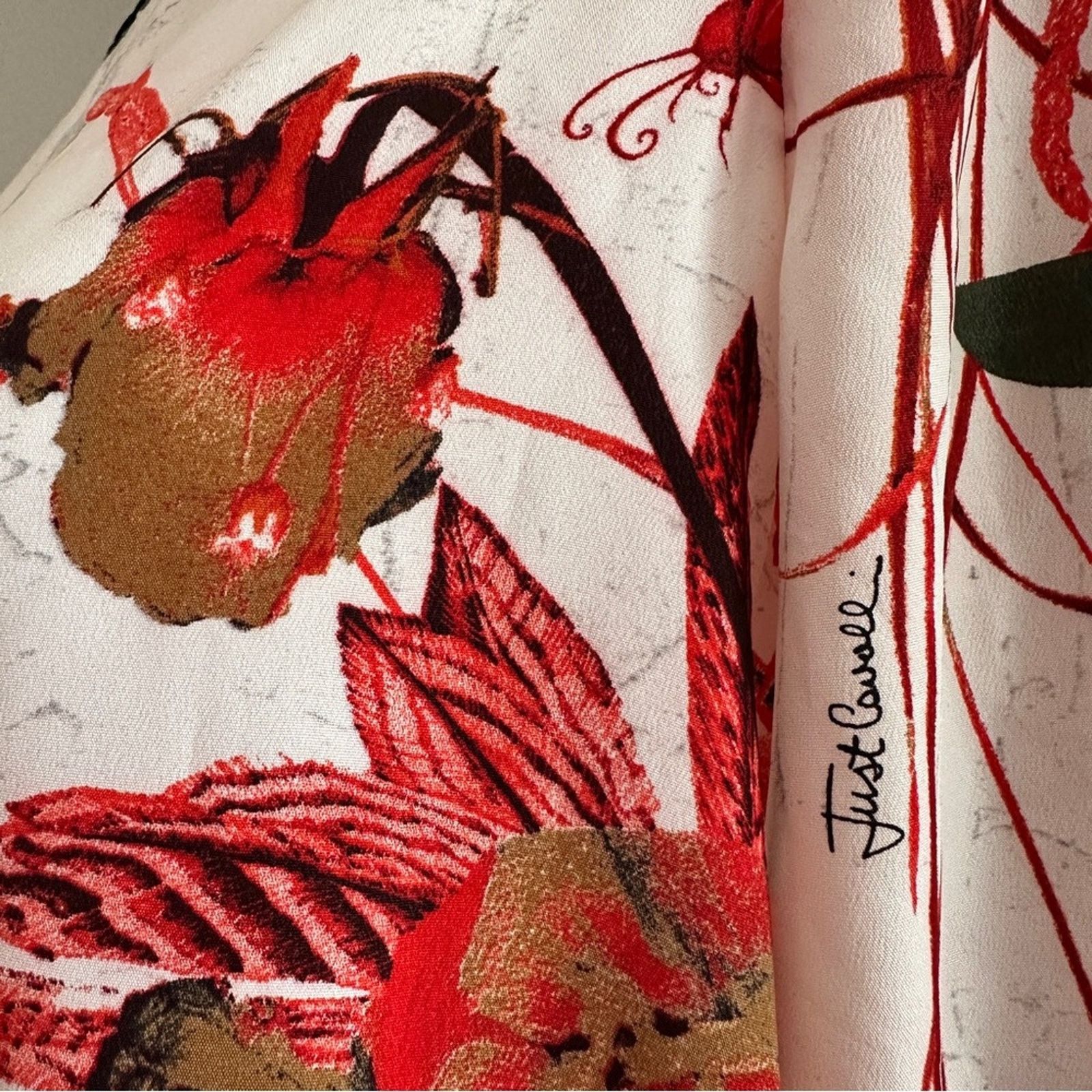 Just Cavalli JUST CAVALLI Printed Side Lace Asymmetrical Dress Red S Size S / US 4 / IT 40 - 9 Thumbnail