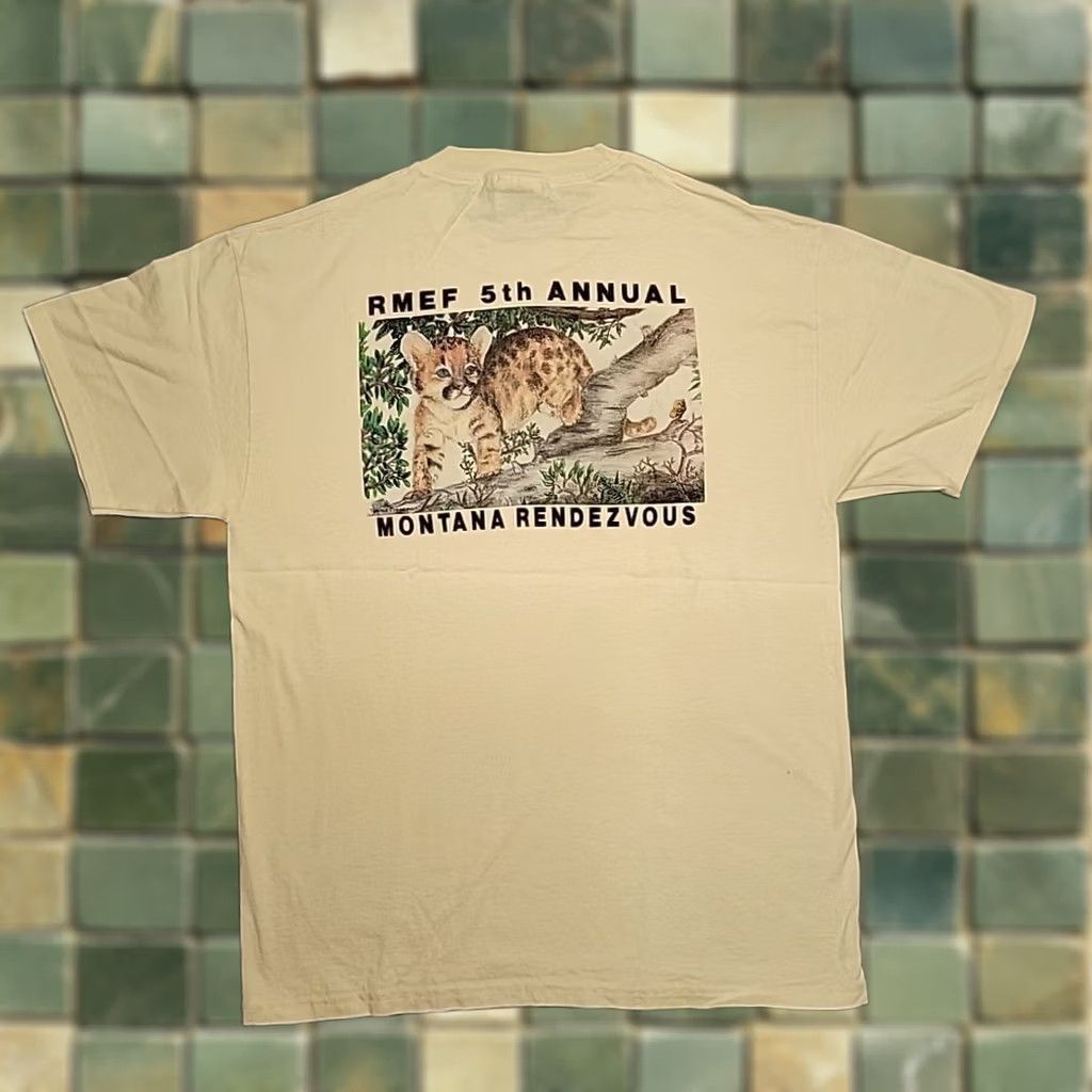 Vintage VTG Rocky Mountain Elk Foundation Shirt Mens L RMEF 5th Annual Rendezvous 90s T Shirt White Crew Neck Graphic Print Nature Wildlife Vintage Mens L Size US L / EU 52-54 / 3 - 1 Thumbnail