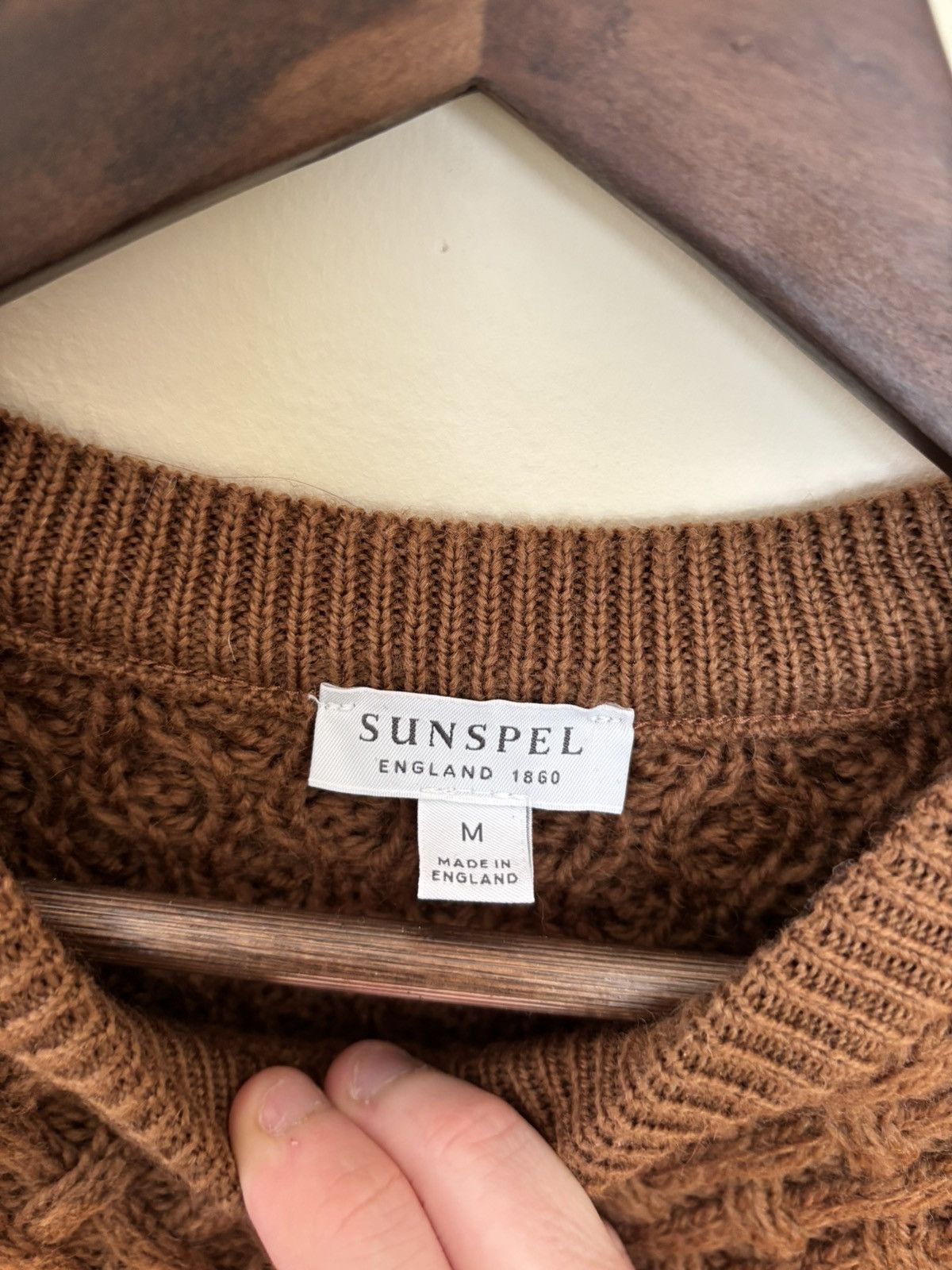 Sunspel Cable Knit Merino Wool Sweater England (Orange/Brown) Size US M / EU 48-50 / 2 - 2 Thumbnail