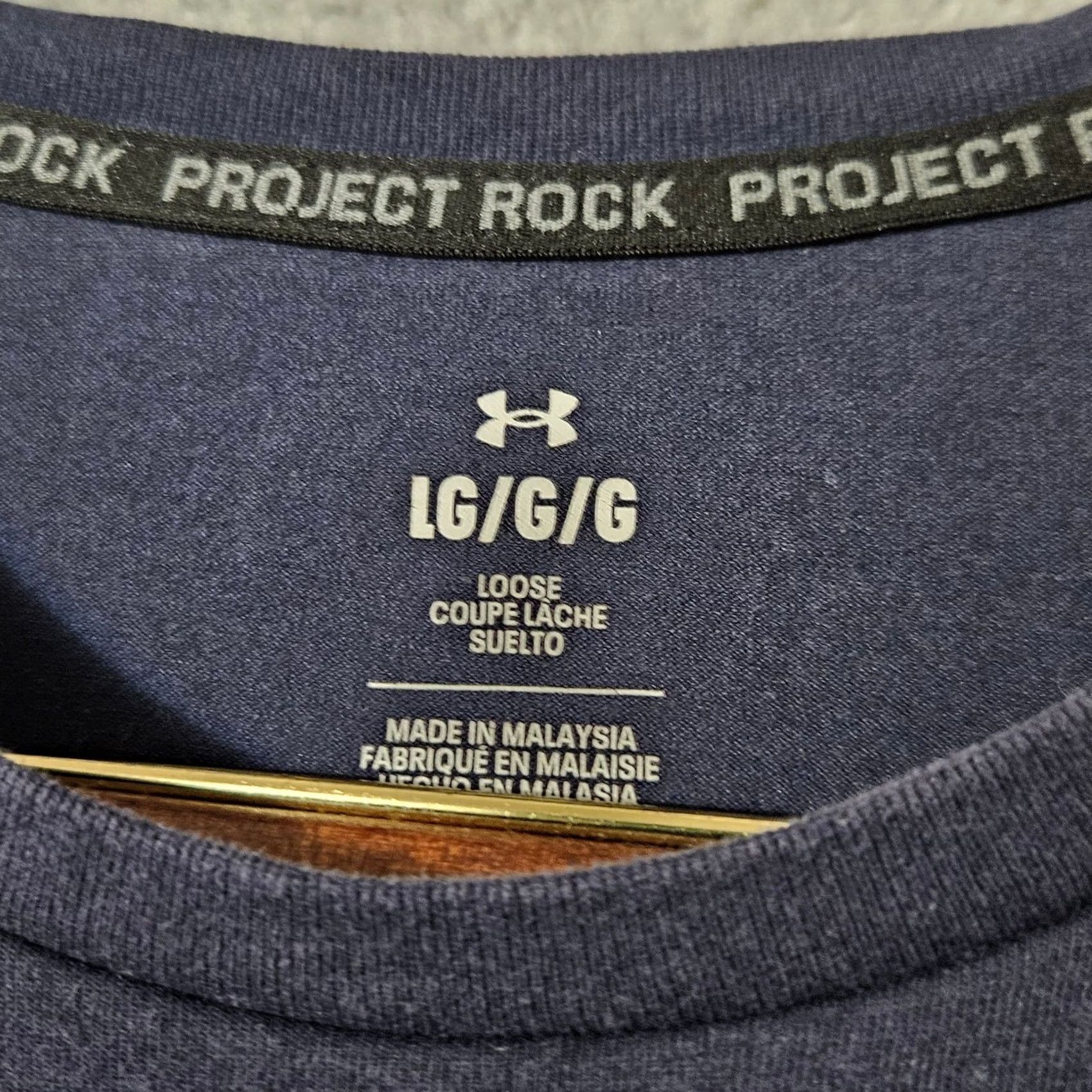 Under Armour Under Armour Project Rock T-Shirt Men Large Midnight Navy Short Sleeve Shirt Adults Large Blue Size US L / EU 52-54 / 3 - 3 Thumbnail