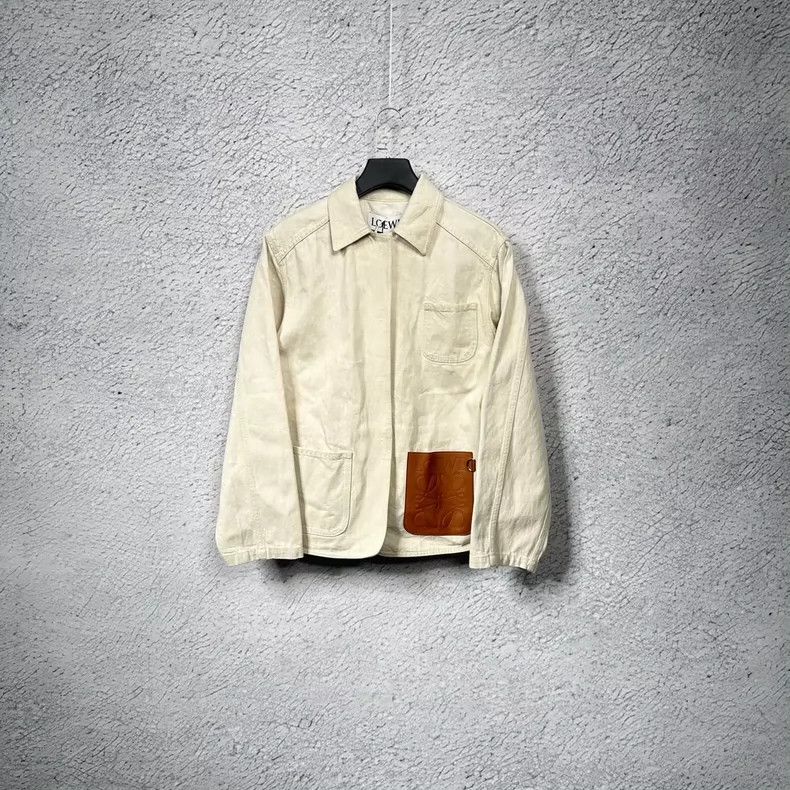 Loewe LOEWE Beige linen material patchwork logo multi-pocket jac Size XS / US 0-2 / IT 36-38 - 1 Thumbnail