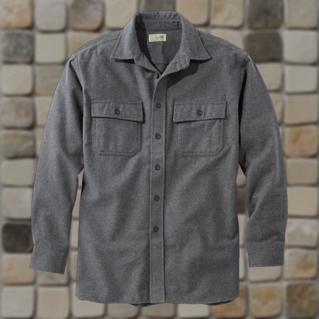 Vintage VINTAGE L.L. Bean Men’s Chamois Cloth Shirt Button-Up L Reg Gray Cotton Heavyweight Pockets Outdoors Shirt Mens Size US L / EU 52-54 / 3 - 1 Thumbnail